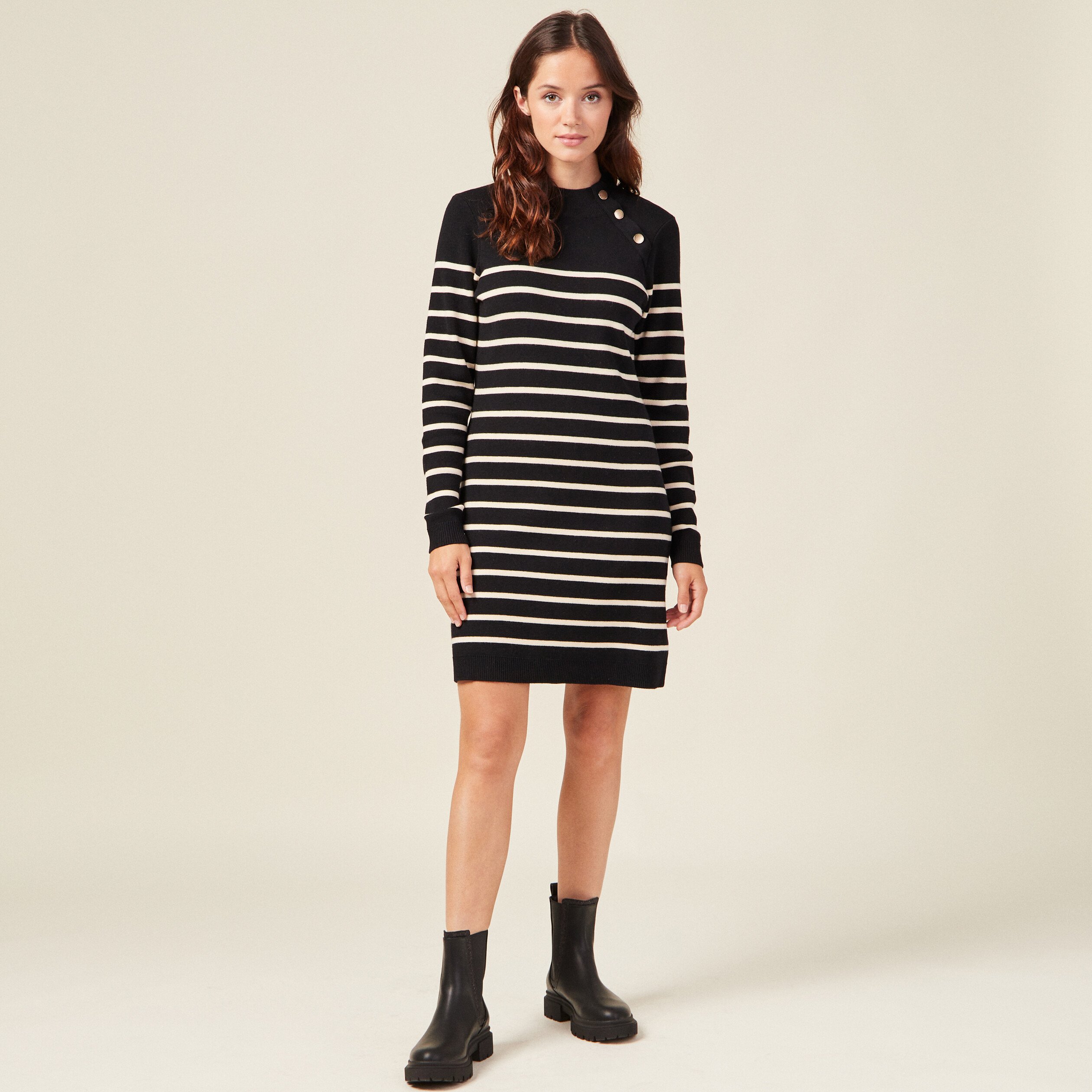 Robe pull éco-responsable noir femme