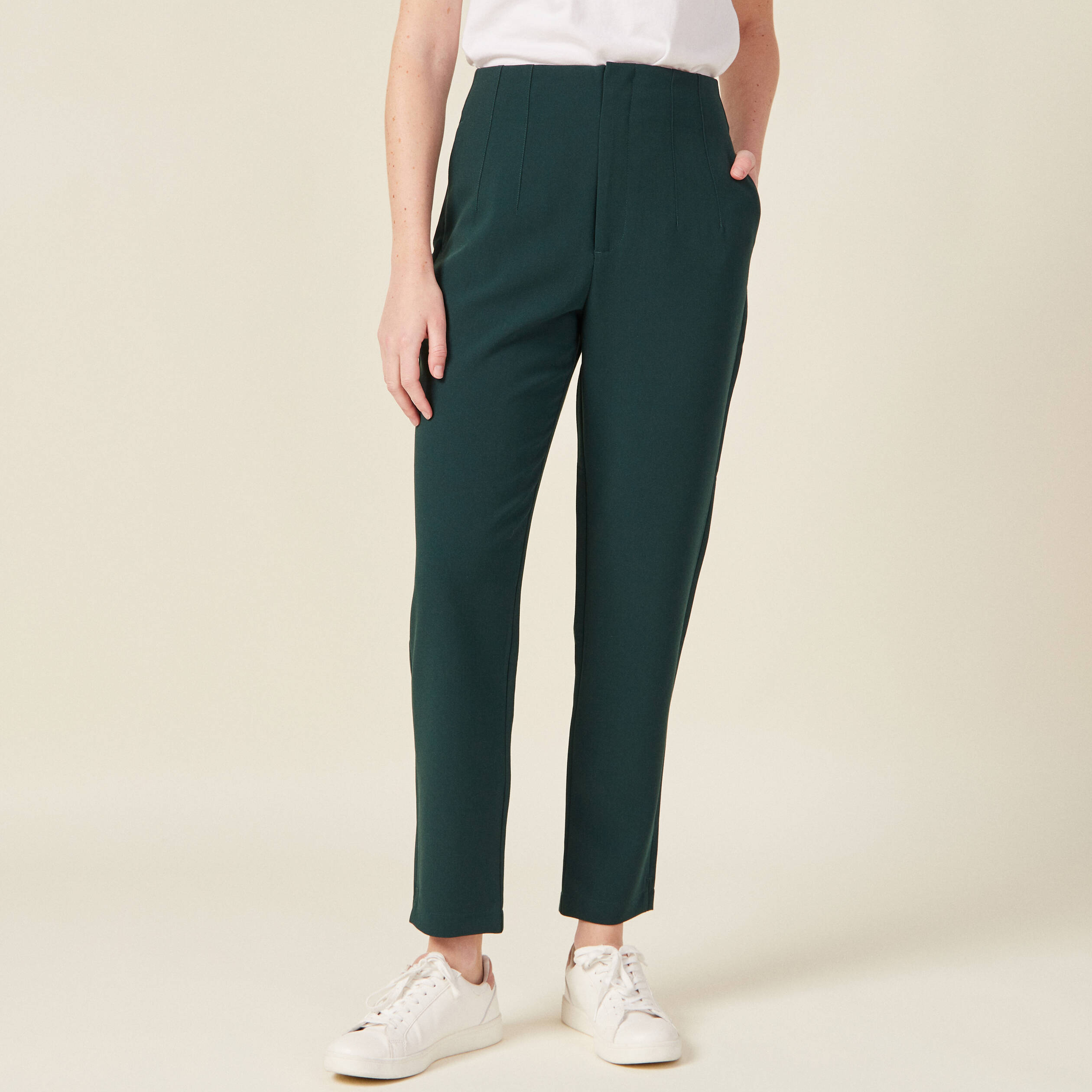Pantalon cigarette top vert