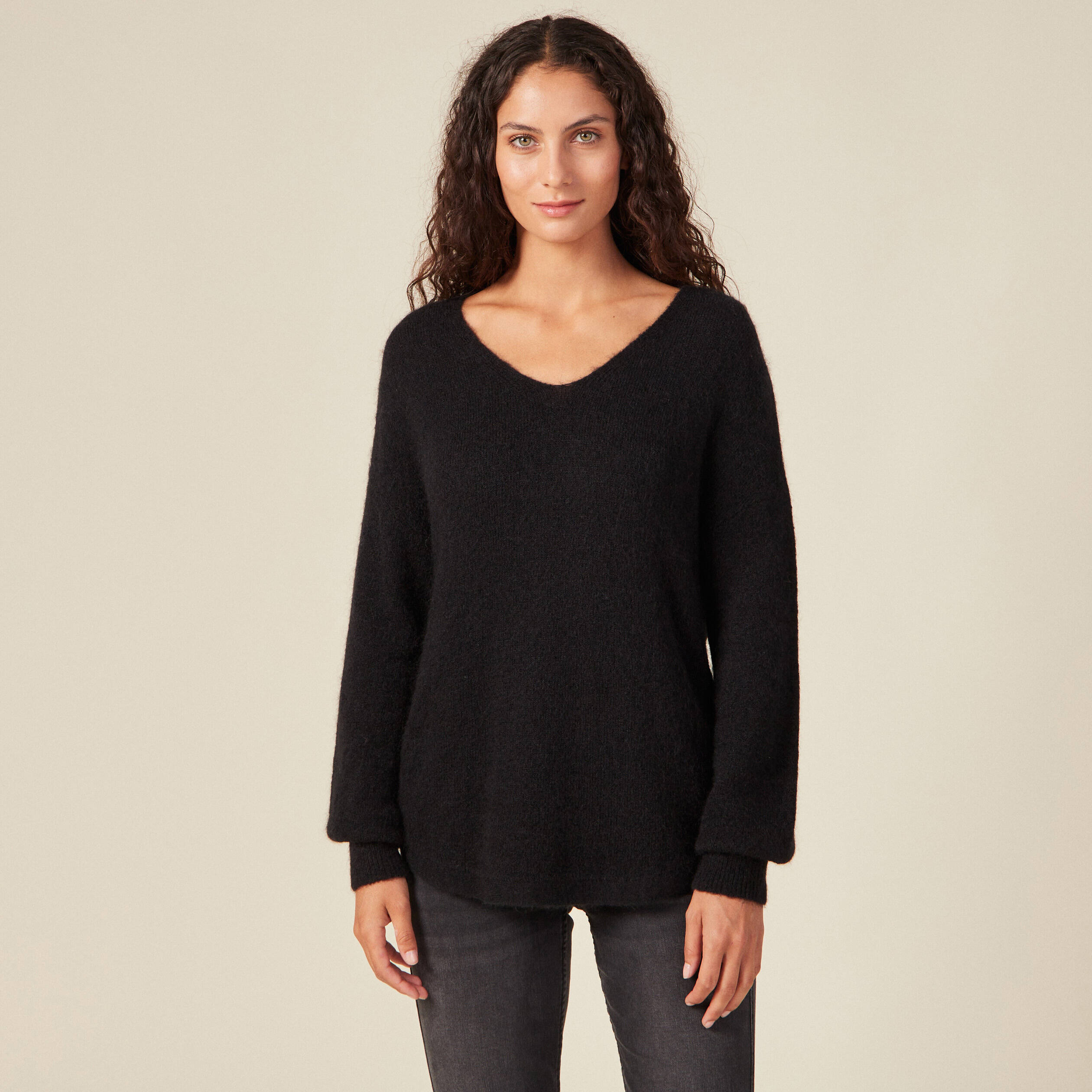 Pull éco-responsable noir femme