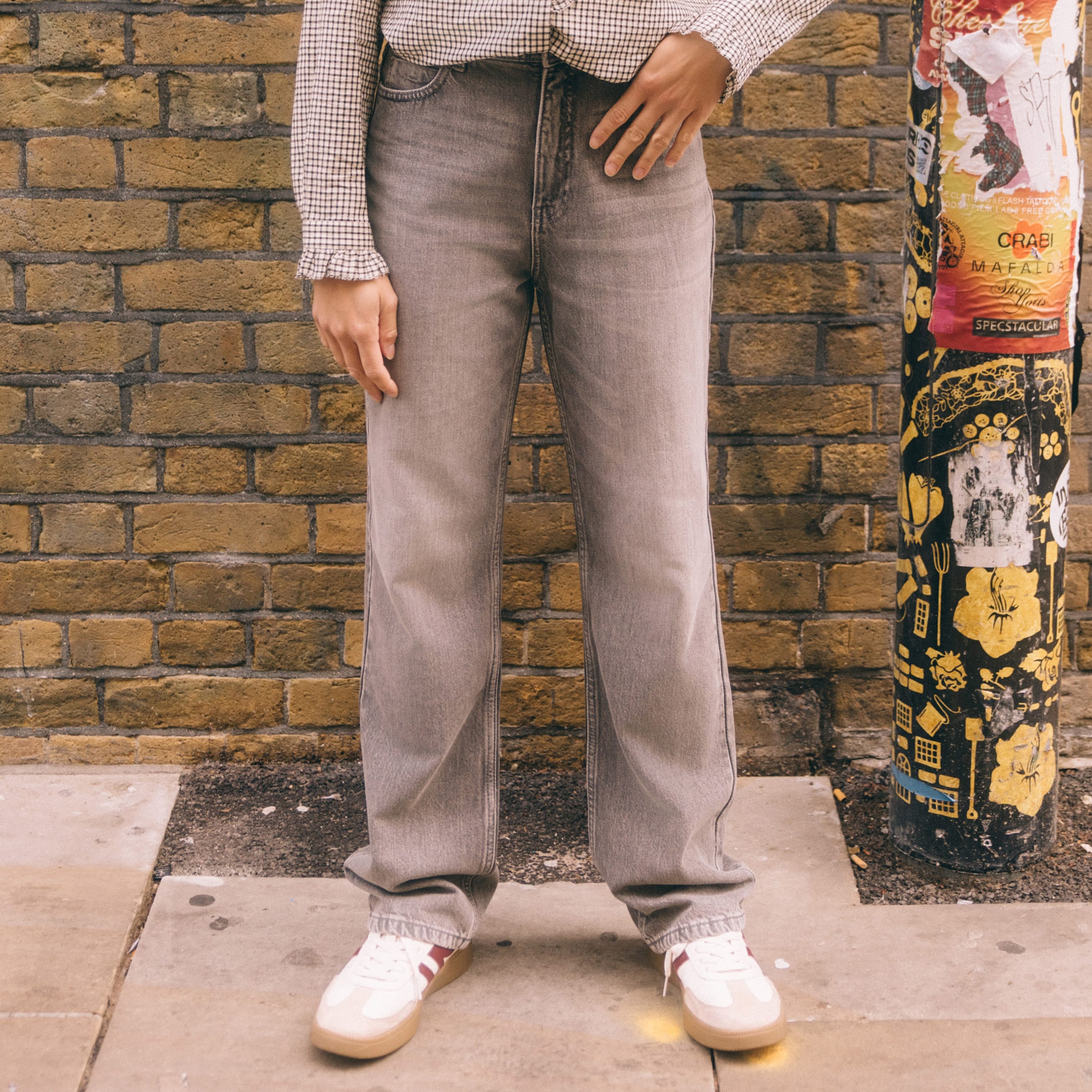 Femme Bonobo Pantalon Large Bonobo Bonobo Jeans Taille Haute Gris