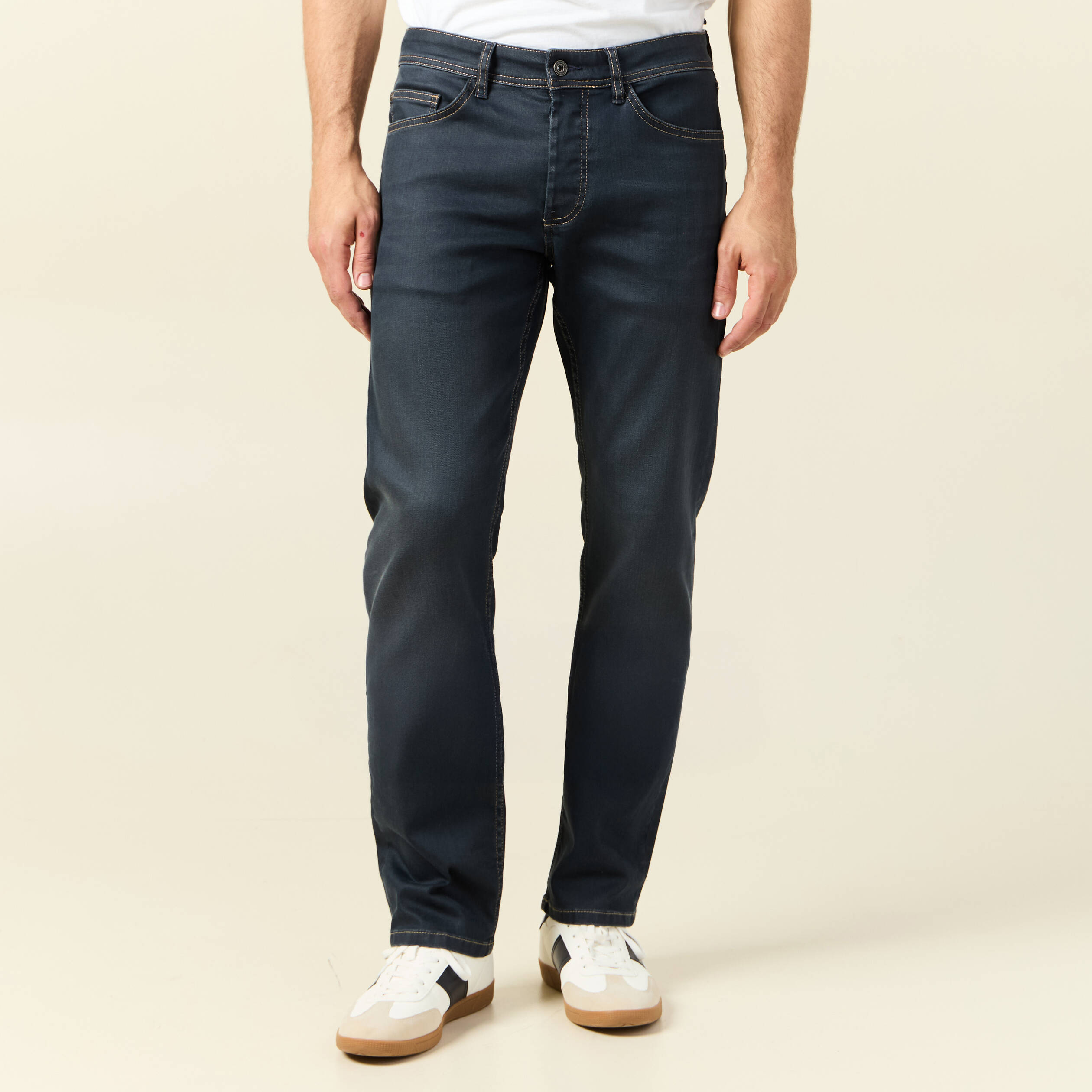 Jeans regular used denim gris homme