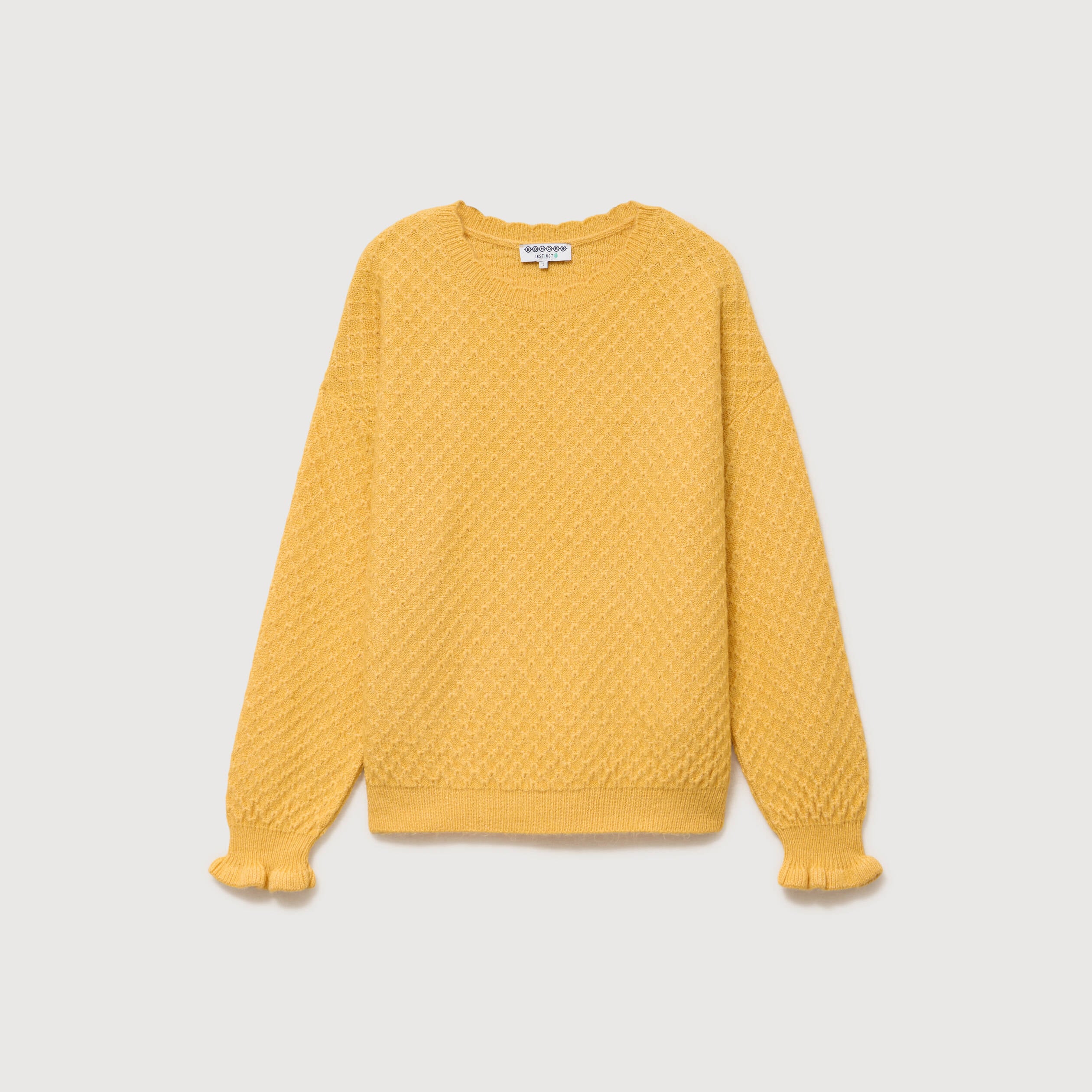Pull droit col rond manches longues jaune femme