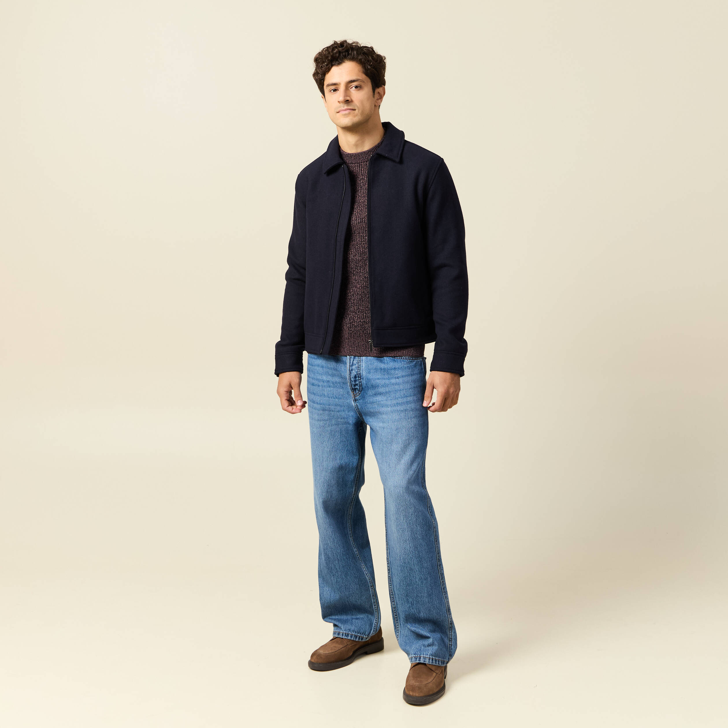 Pull manches longues bordeaux homme