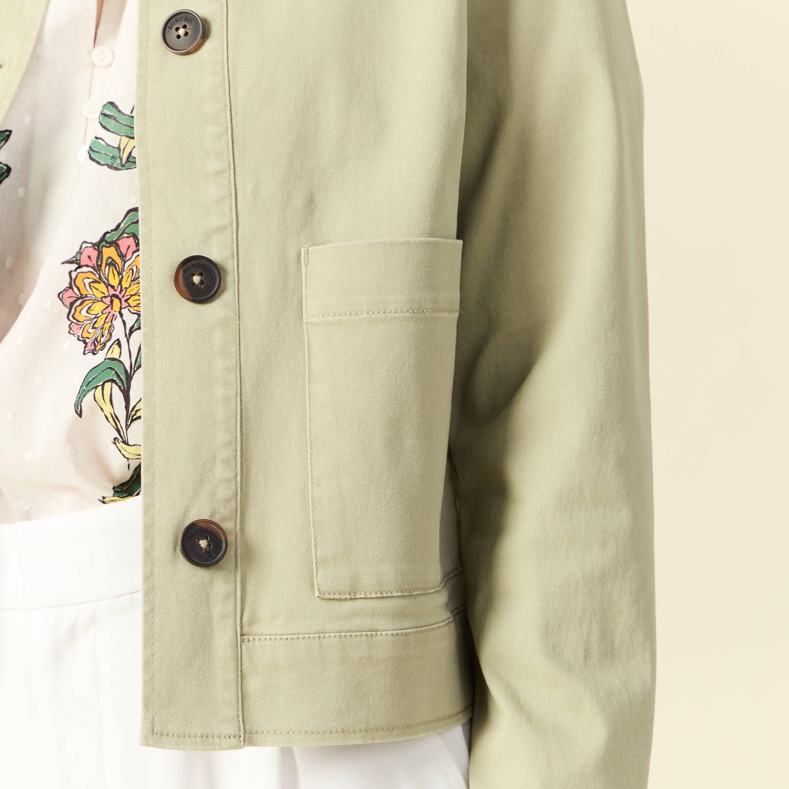 blouson boutonne vert kaki femme Blouson boutonné vert kaki femme