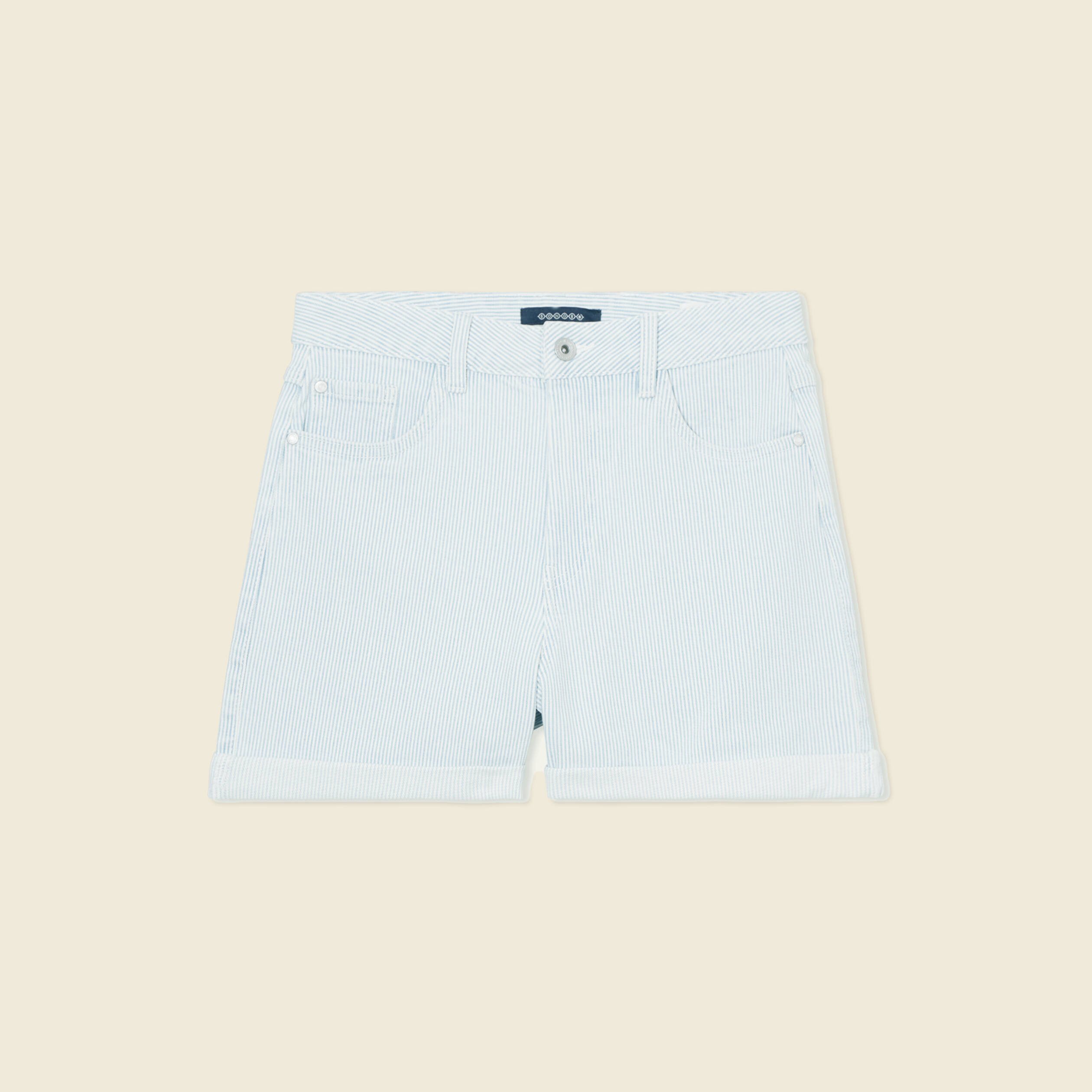 short mom en jean denim bleach femme Short mom en jean denim bleach femme