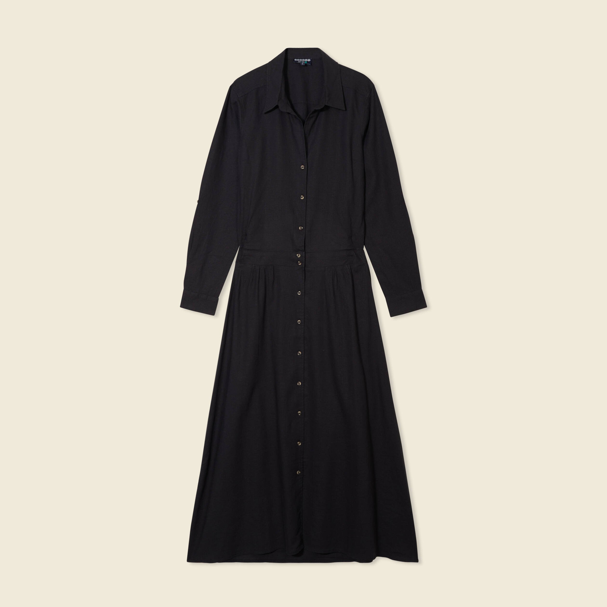 robe chemise eco responsable noir femme Robe chemise éco-responsable noir femme