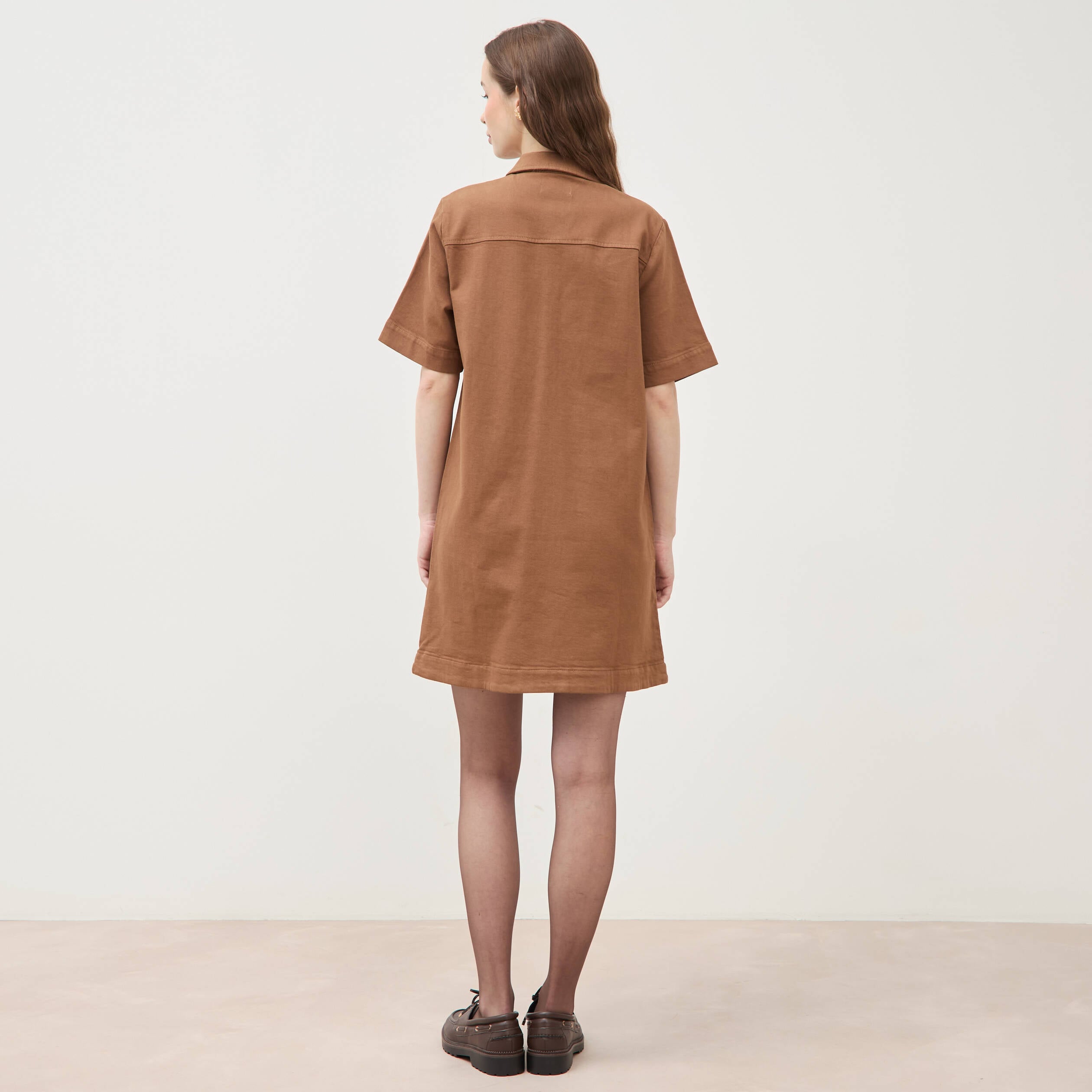 Robe manches courtes marron femme