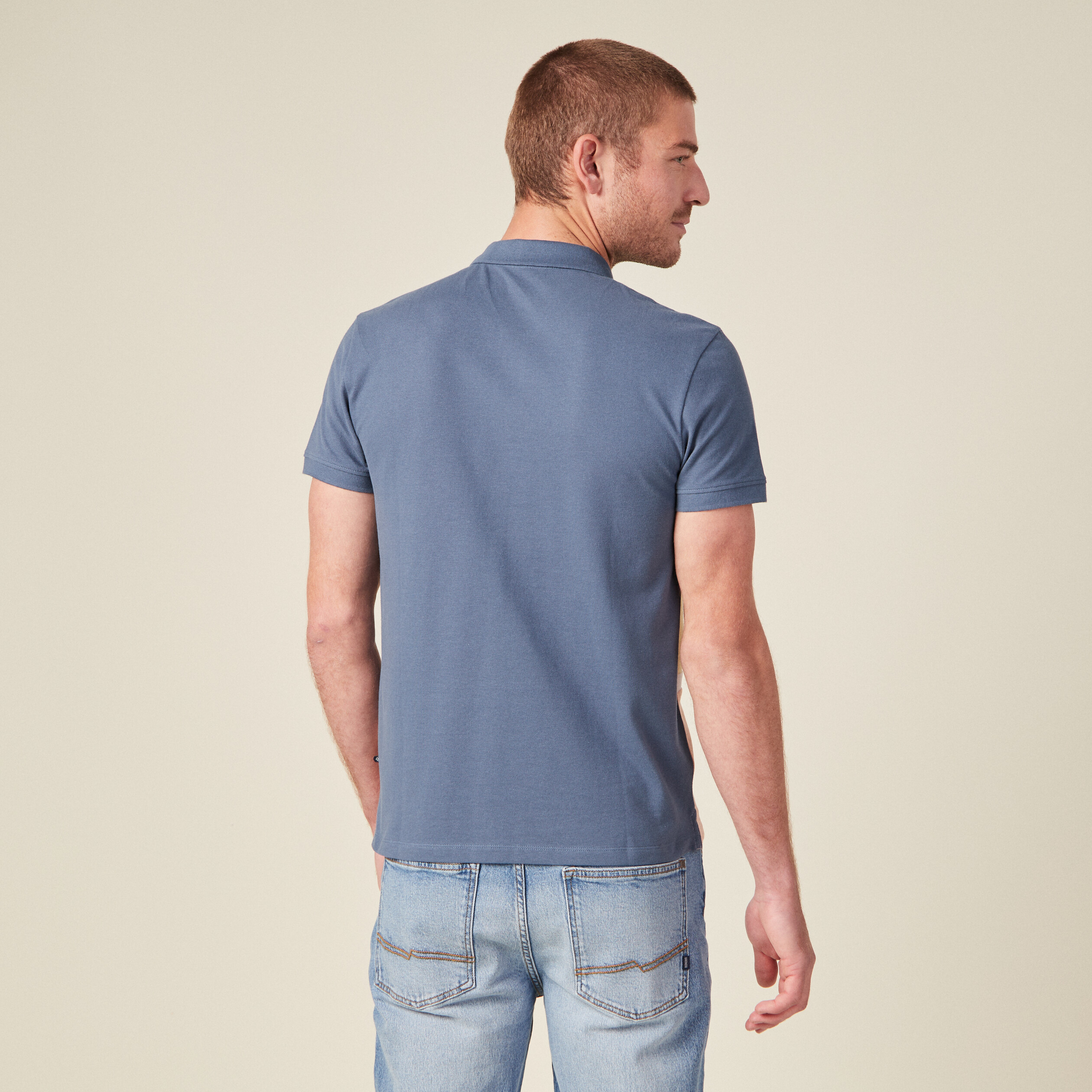 Polo éco-responsable bleu gris homme
