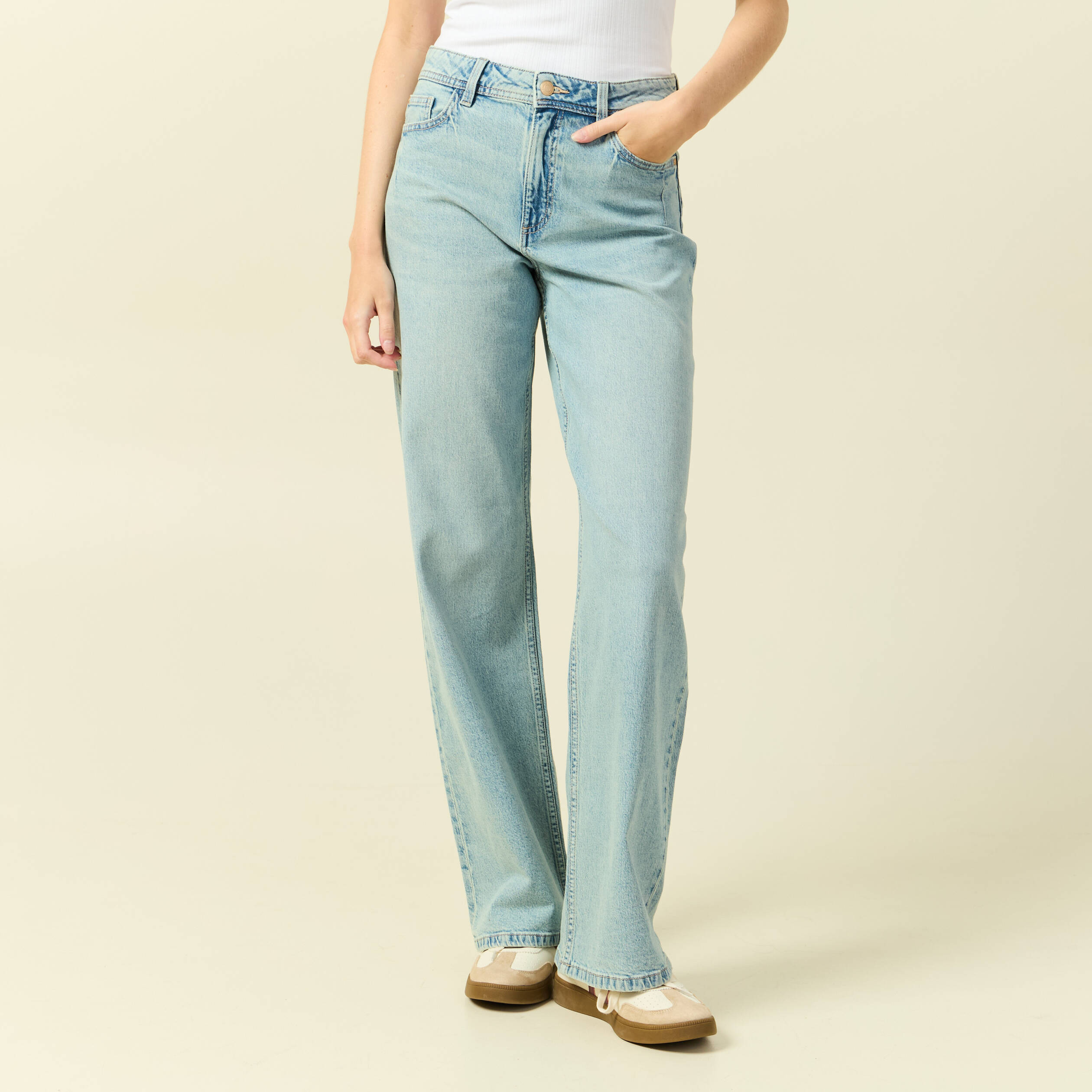 jeans large taille standard bleu femme Jeans large taille standard bleu femme