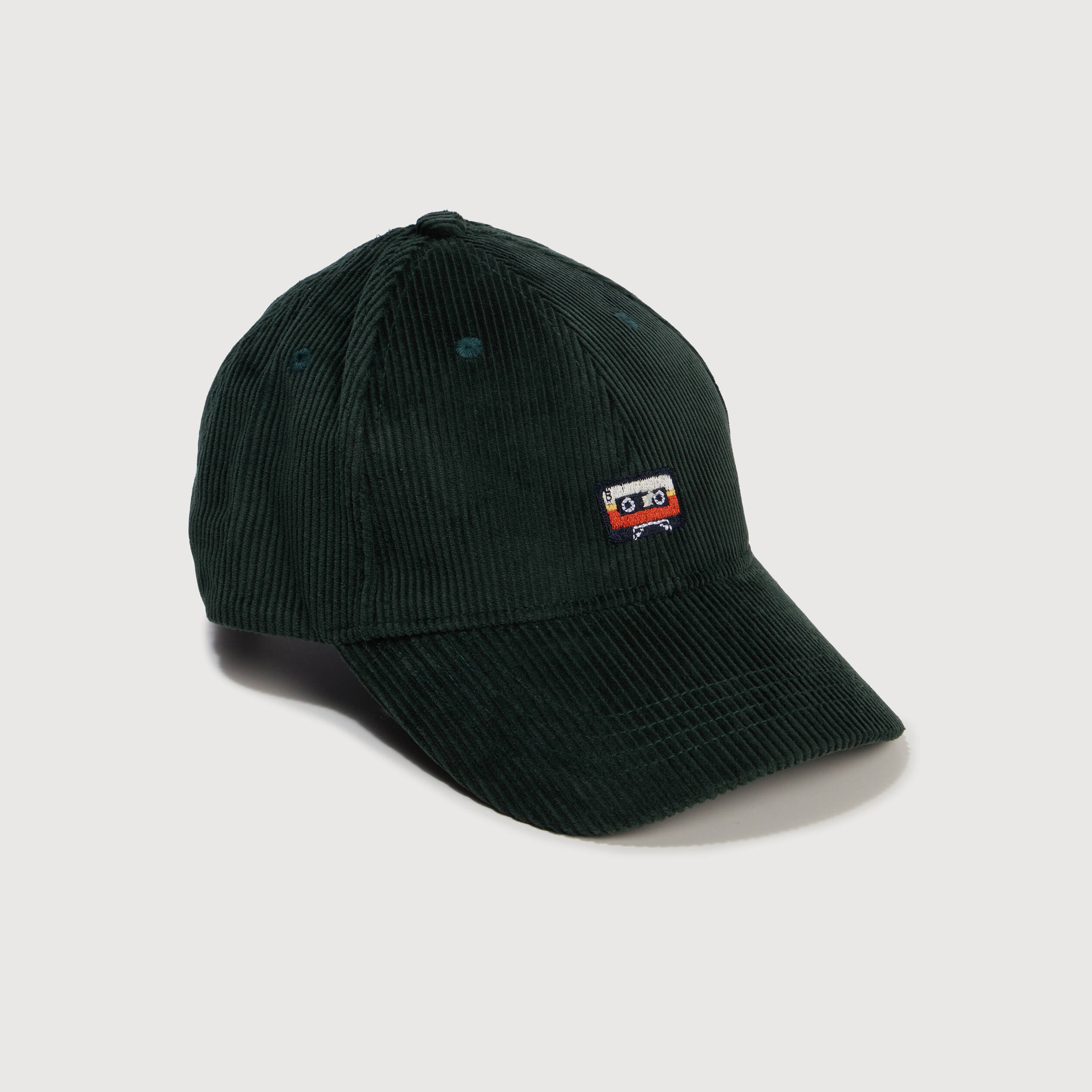 Casquette en velours de coton vert fonc&eacute; homme