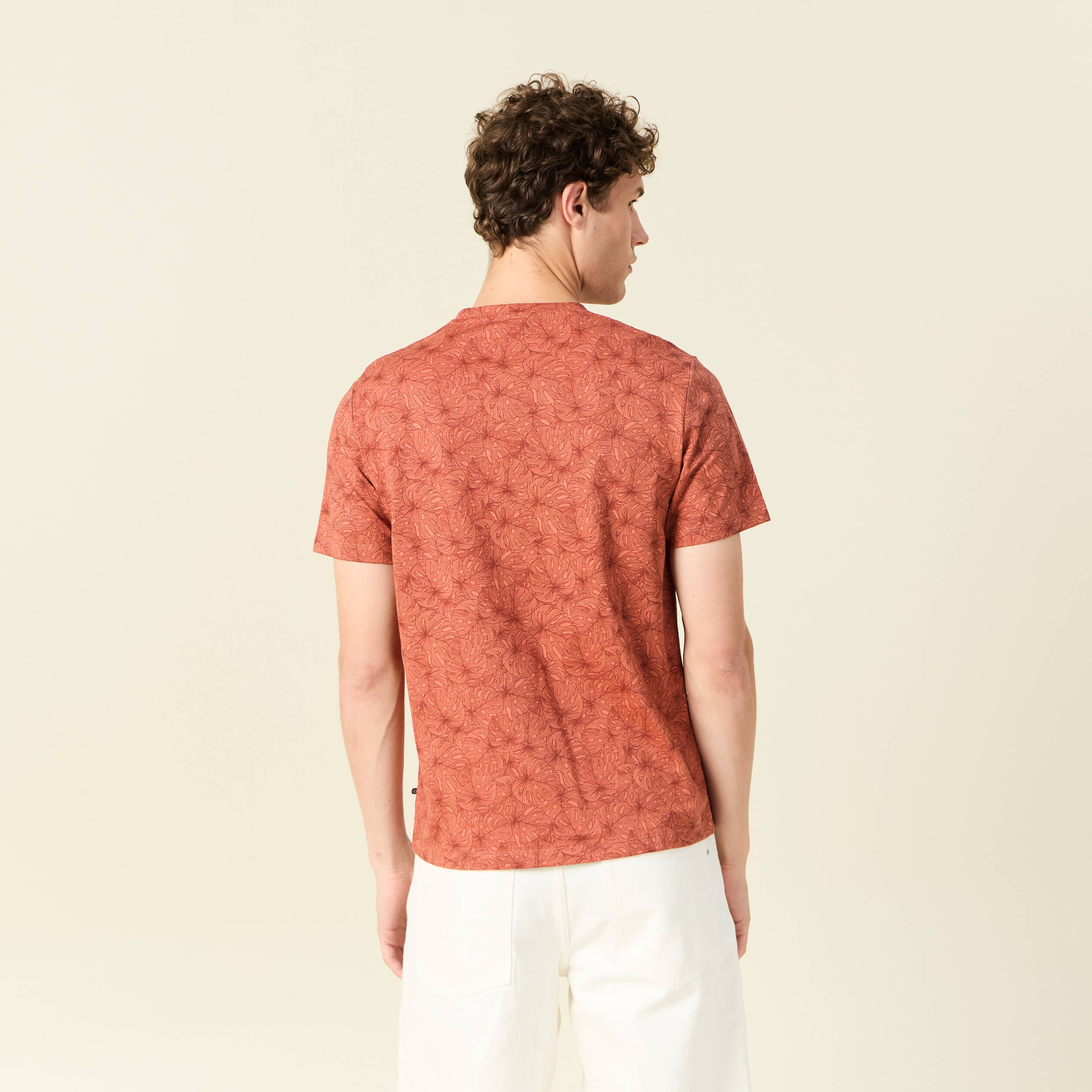 t shirt manches courtes marron cognac homme T-shirt manches courtes marron cognac homme