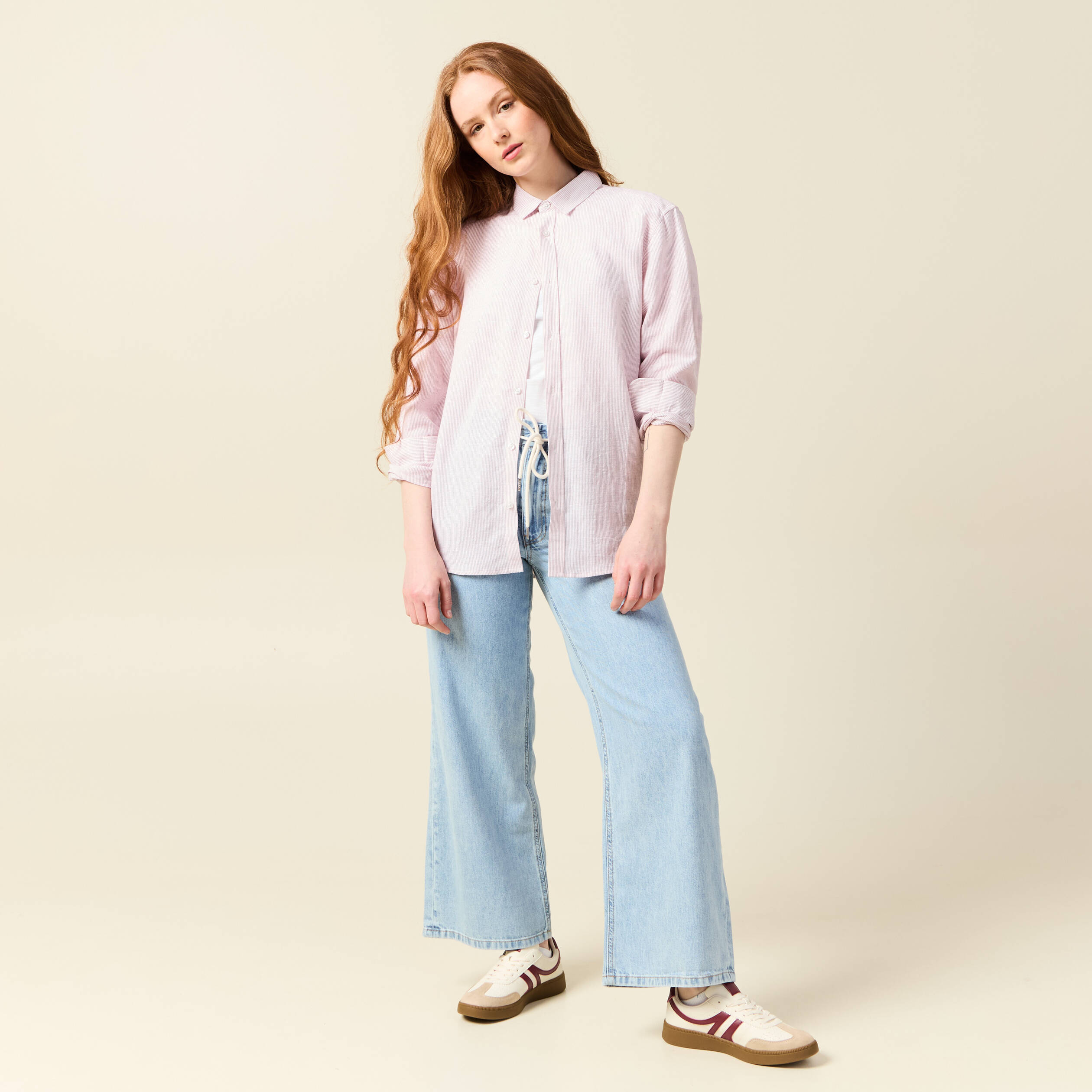 jeans large baggy elastique denim used femme Jeans large baggy élastiqué denim used femme
