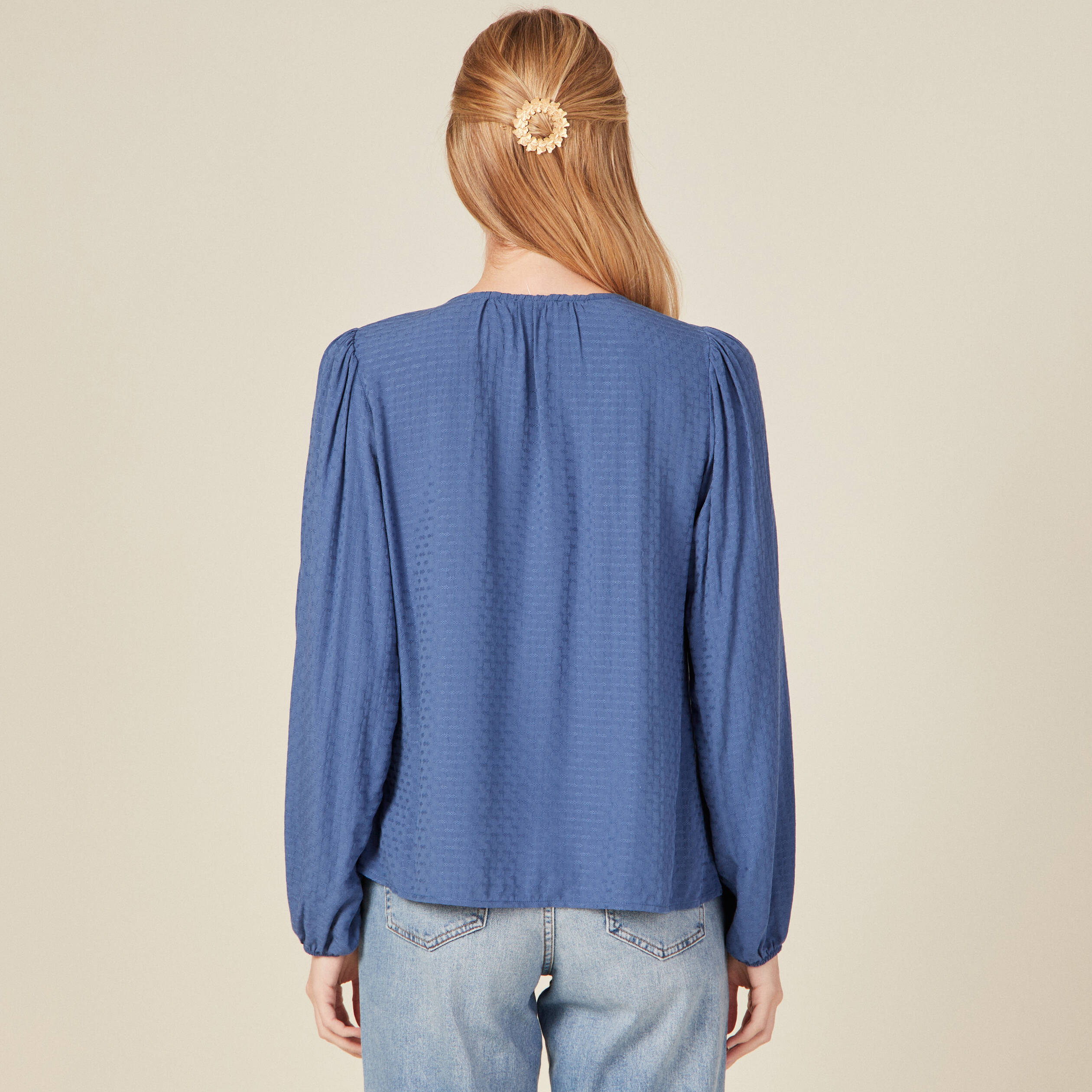 Chemise manches longues bleu ciel femme