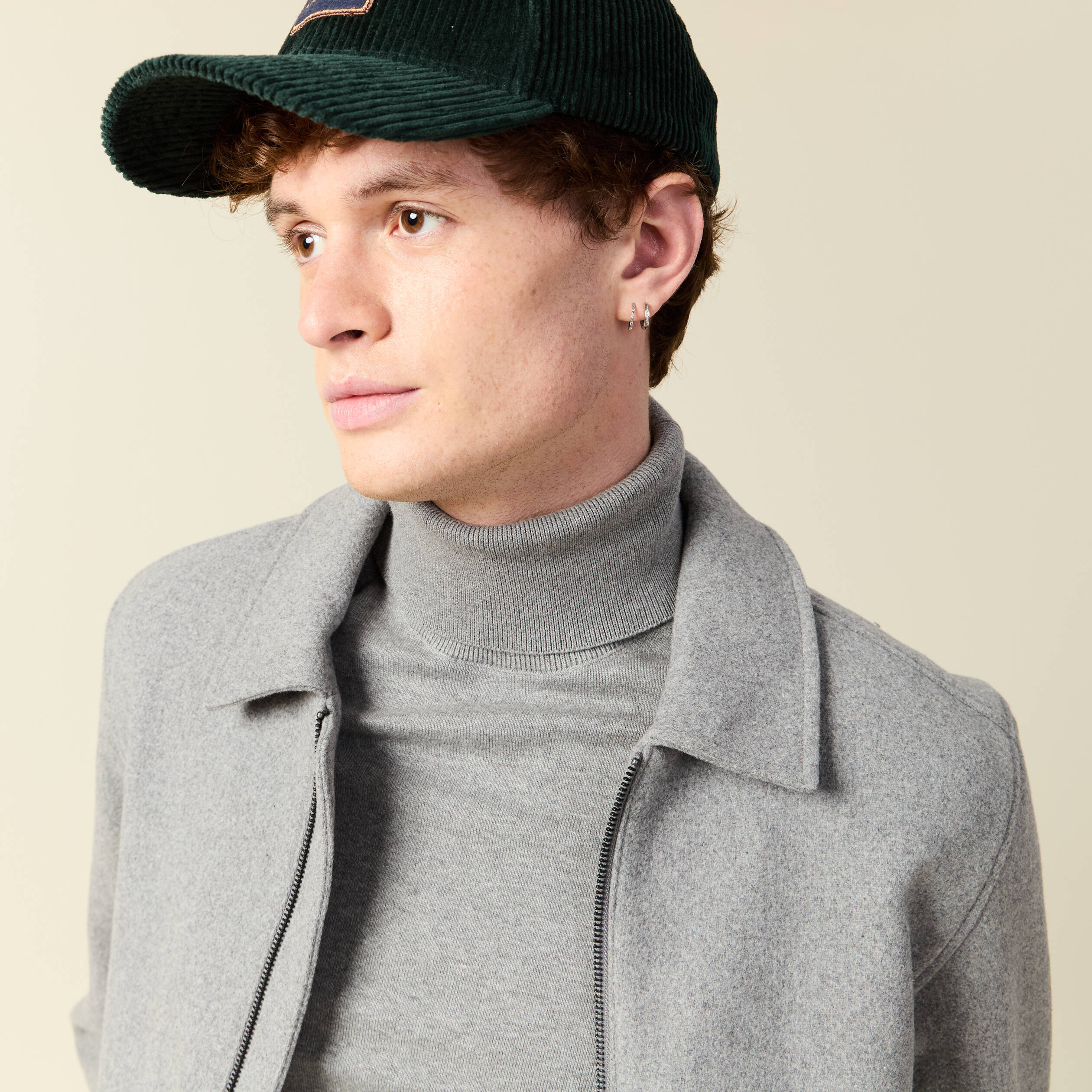 Veste oversize courte col classique gris moyen homme