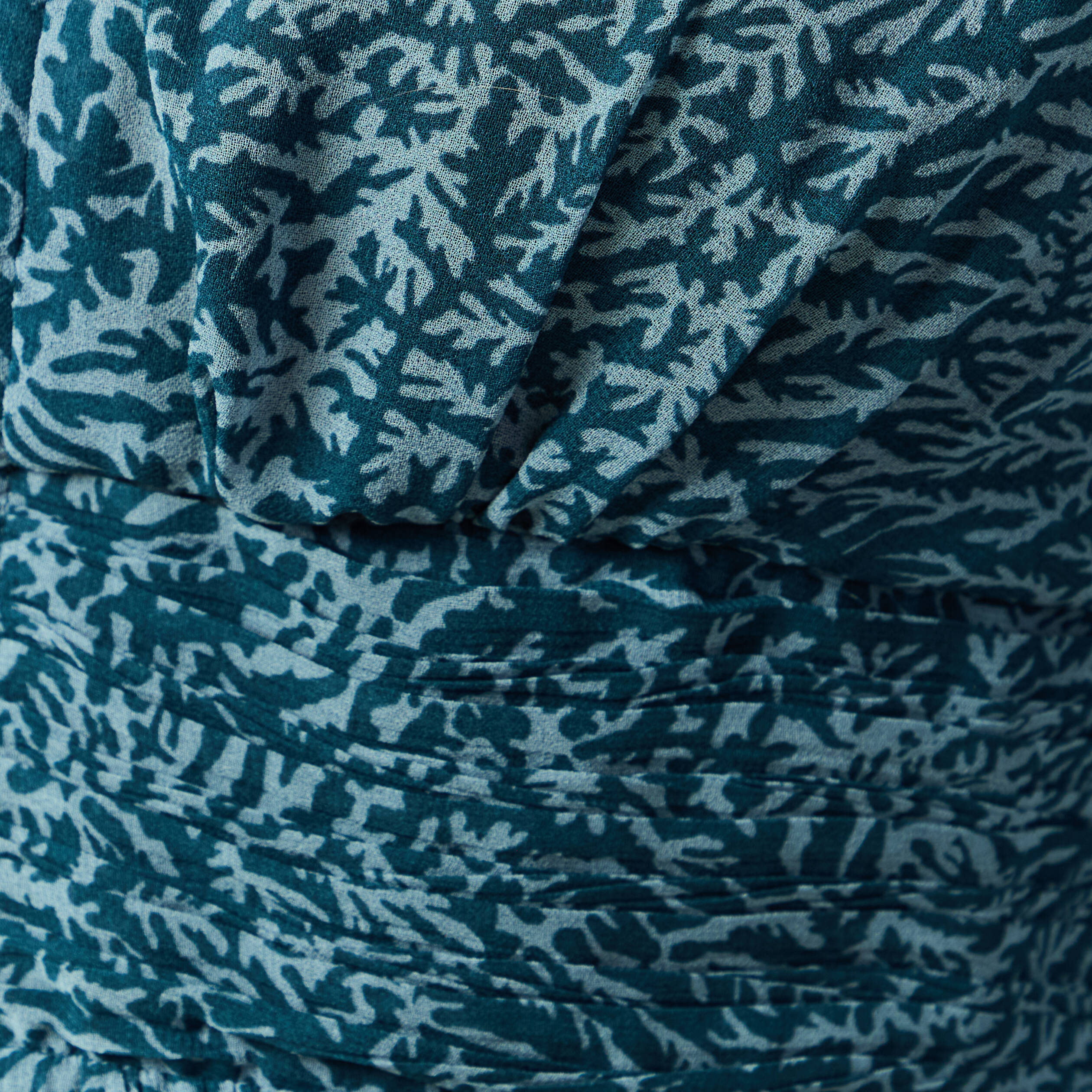Robe &eacute;vas&eacute;e bas pliss&eacute; bleu canard femme