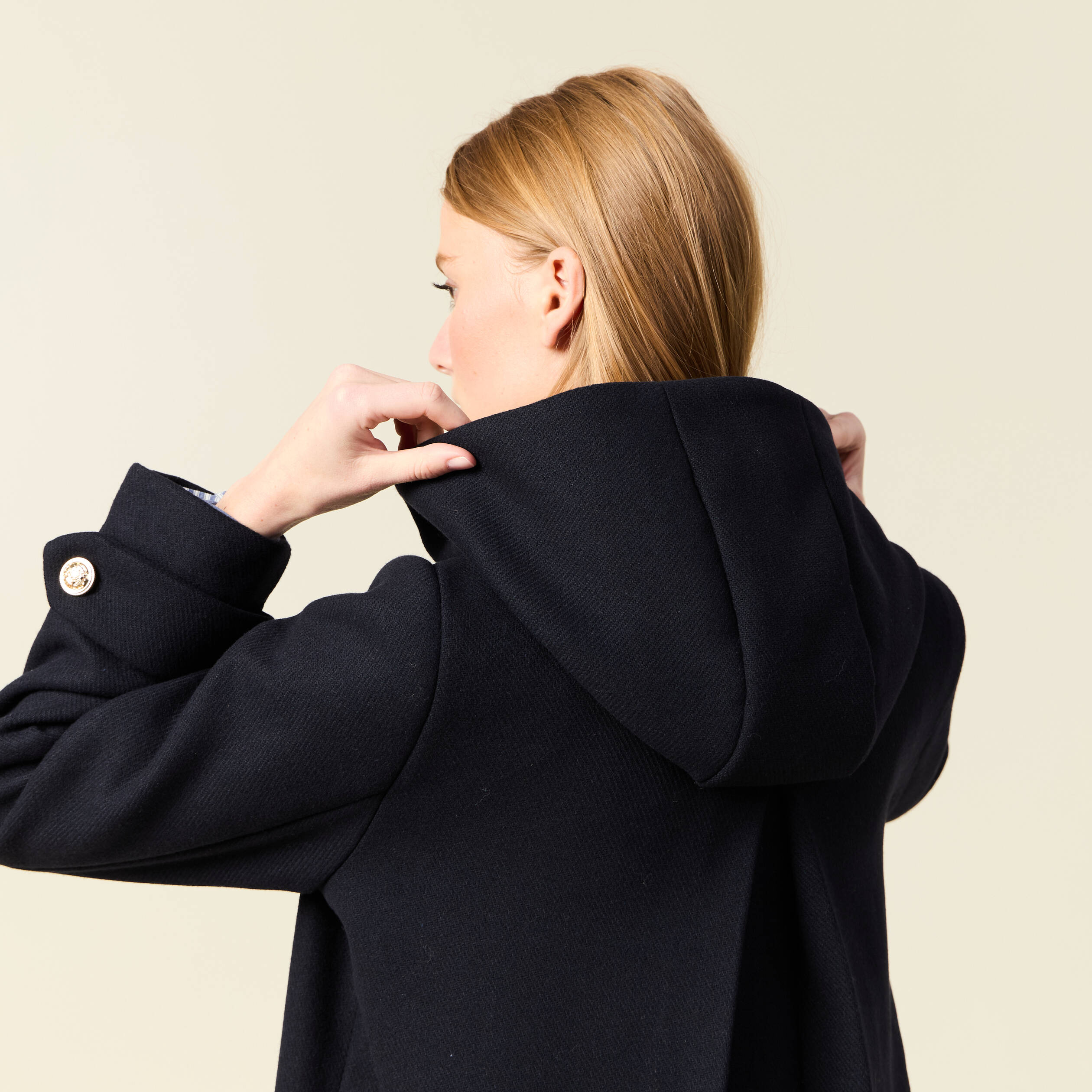 Caban oversize court à capuche bleu foncé femme Bonobo