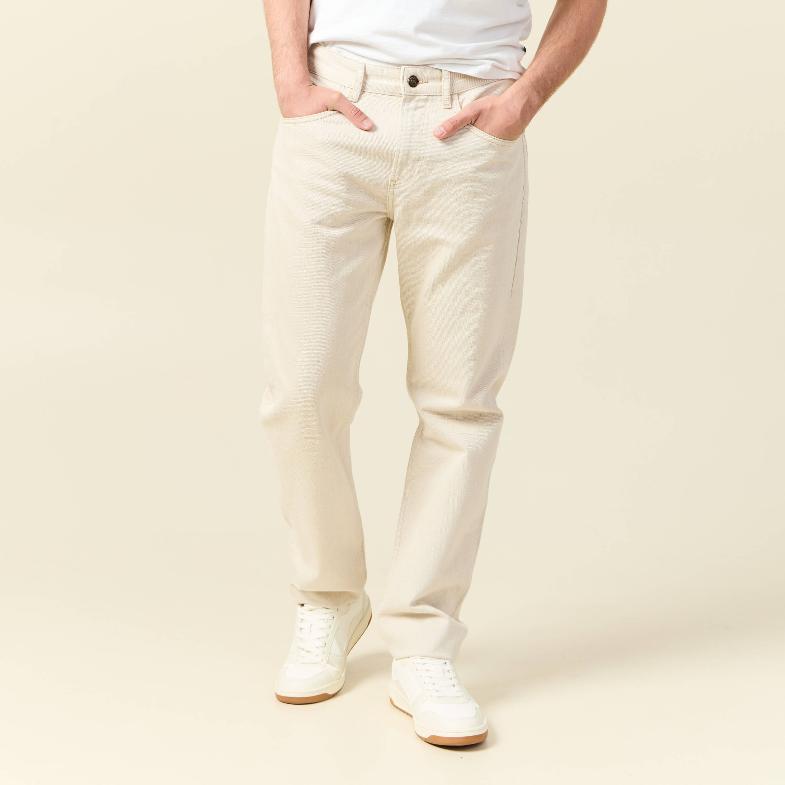 jeans straight longueur 32 en coton ecru homme Jeans straight longueur 32 en coton ecru homme