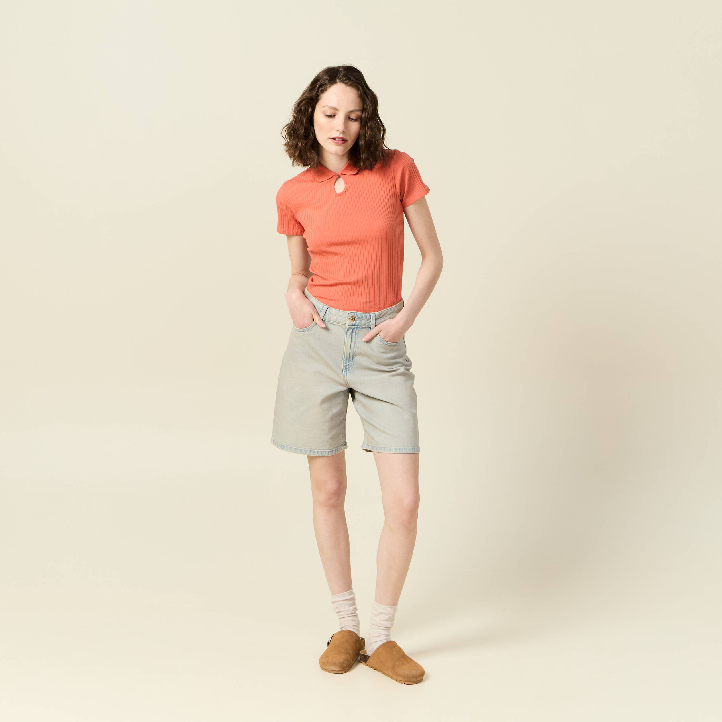polo manches courtes orange fonce femme Polo manches courtes orange foncé femme