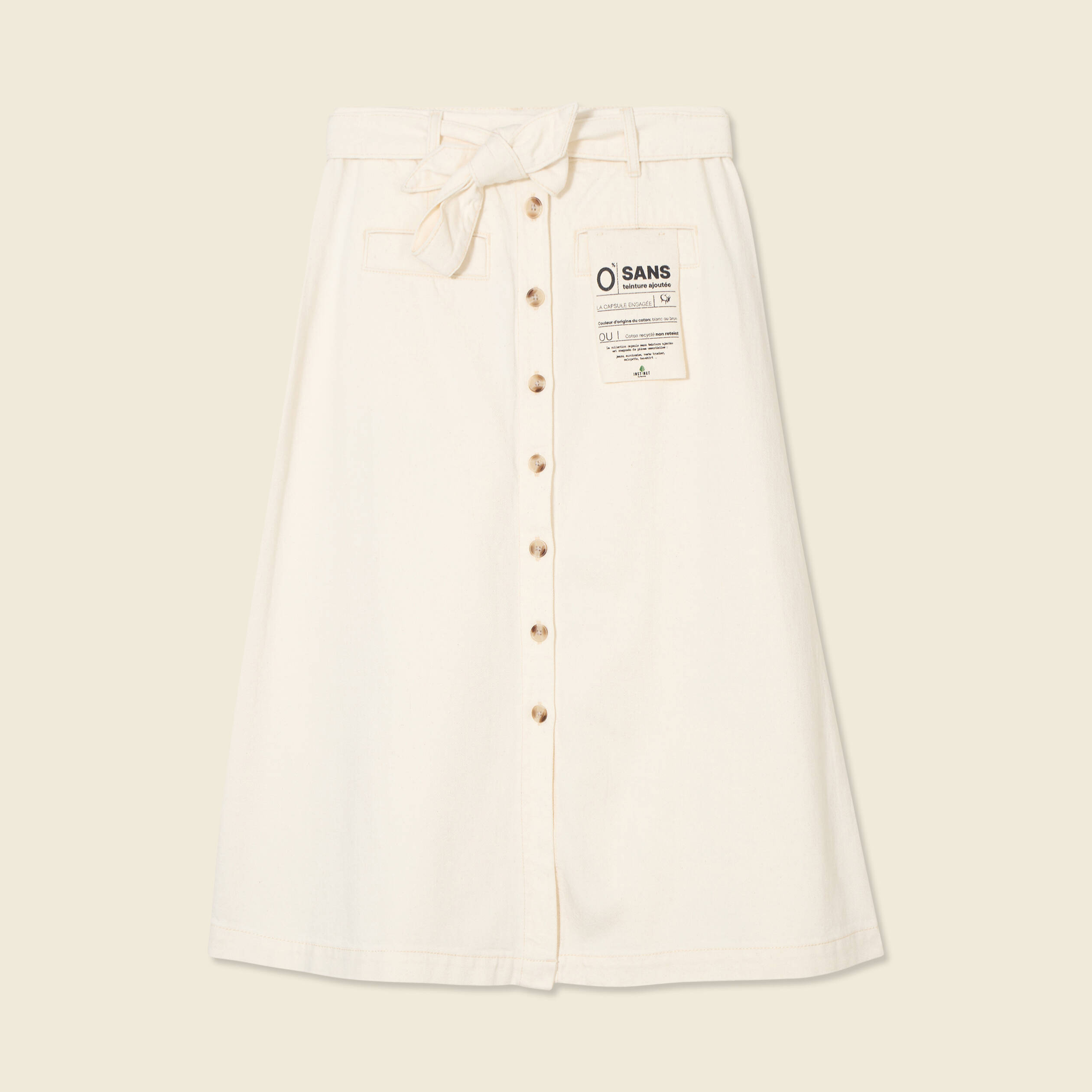 jupe midi trapeze denim blanc femme Jupe midi trapèze denim blanc femme