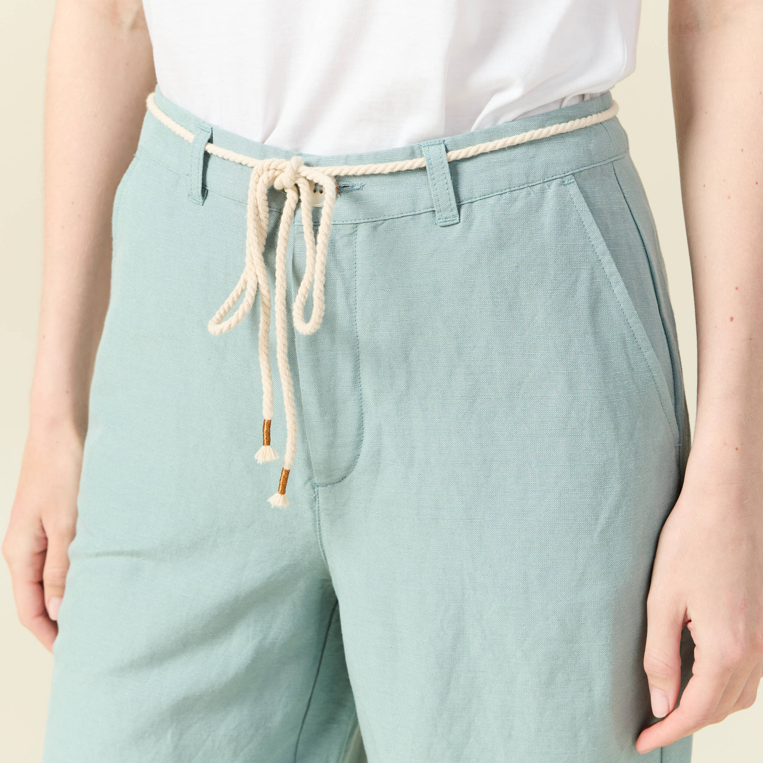 Pantalon loose taille haute vert pastel femme