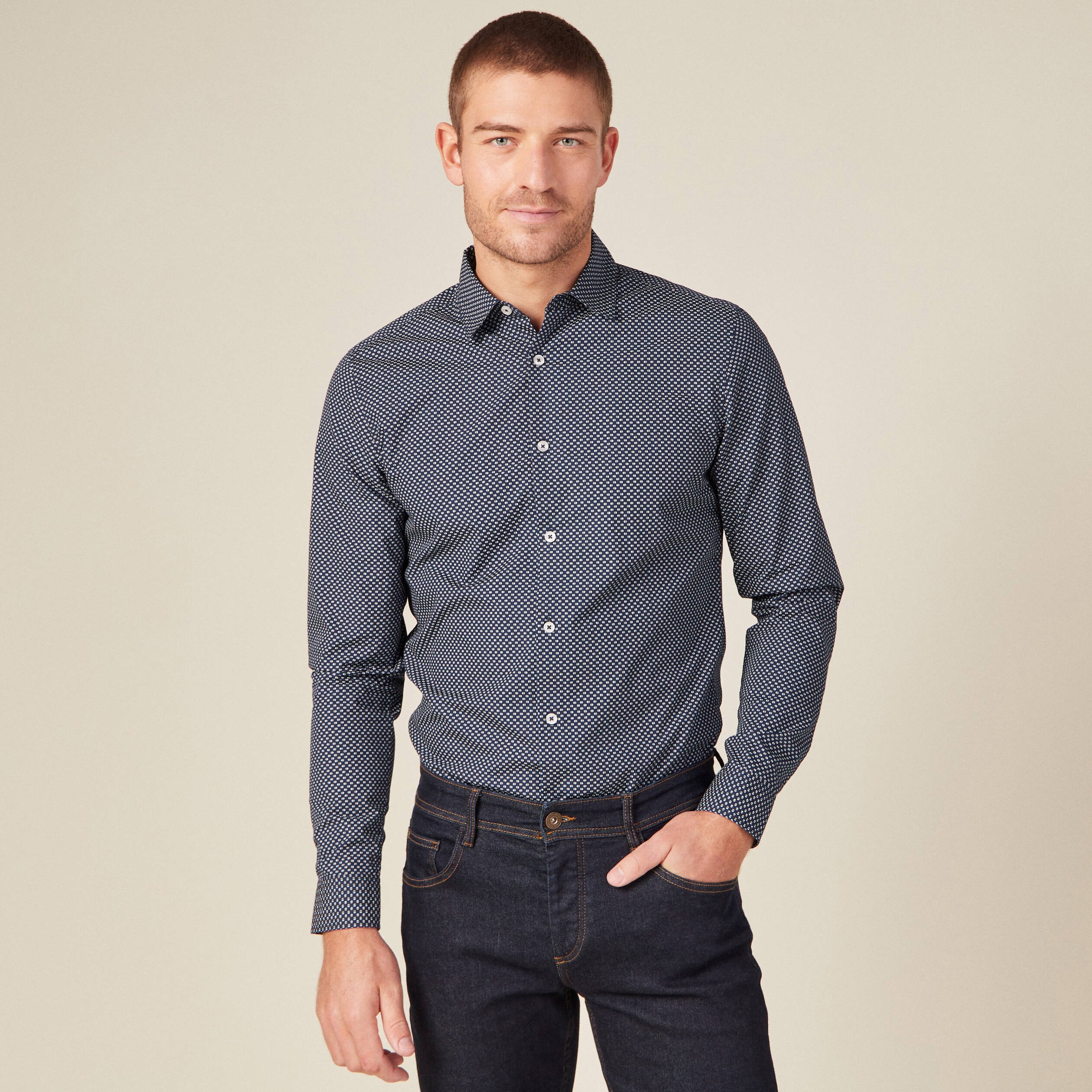 Chemise co responsable bleu marine homme