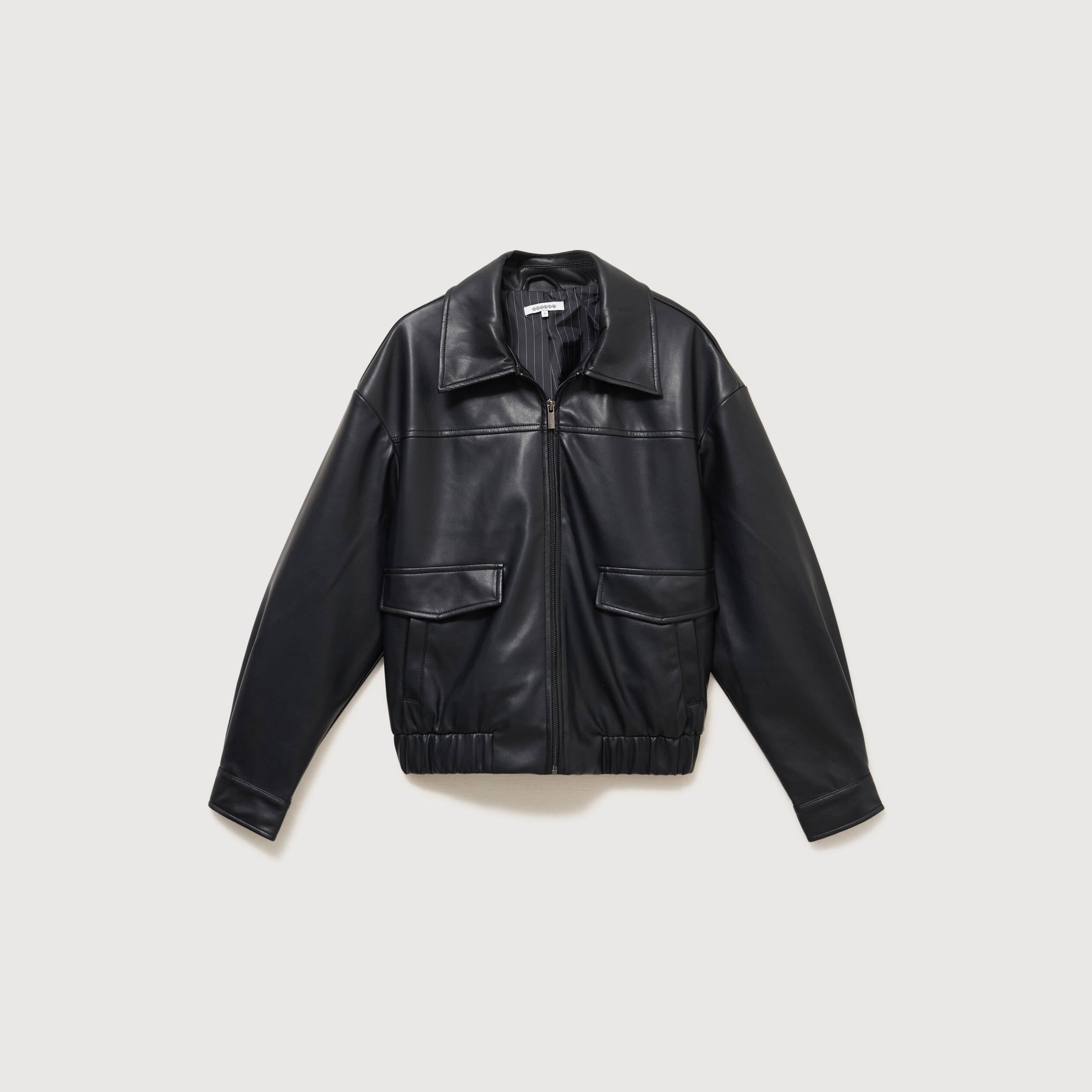 Blouson oversize manches longues noir femme