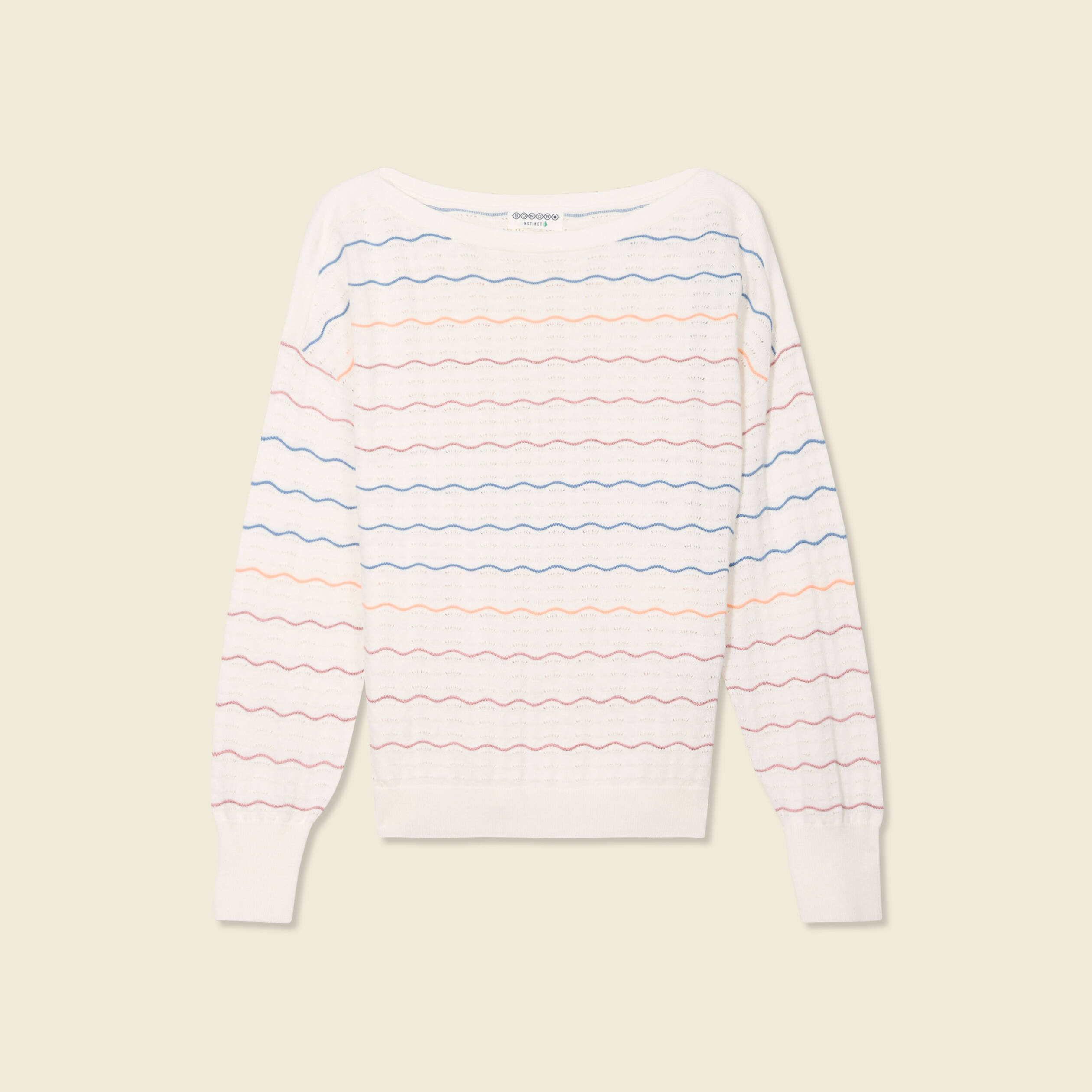 pull manches longues ajoure ecru femme Pull manches longues ajouré ecru femme