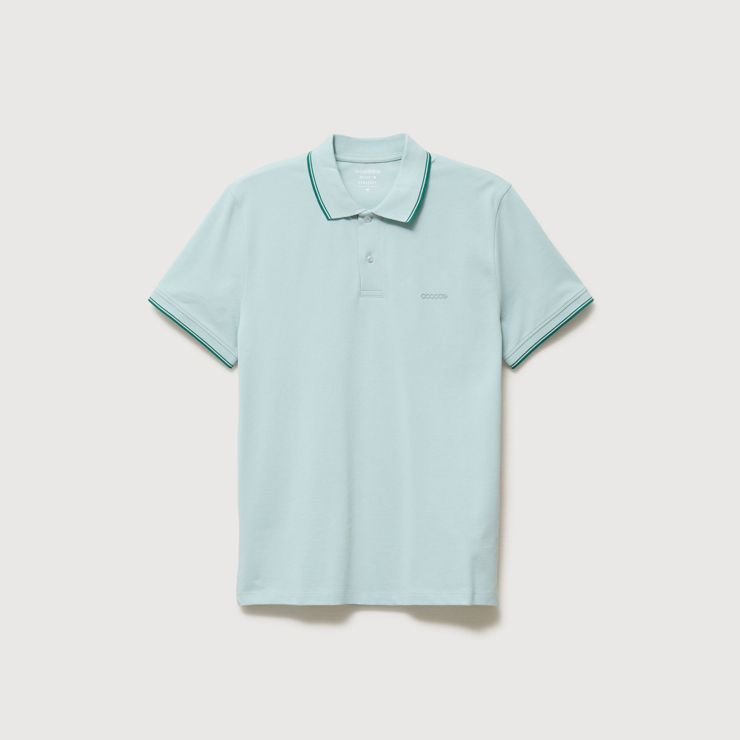 Polo cintr&eacute; en coton manches courtes bleu gris homme