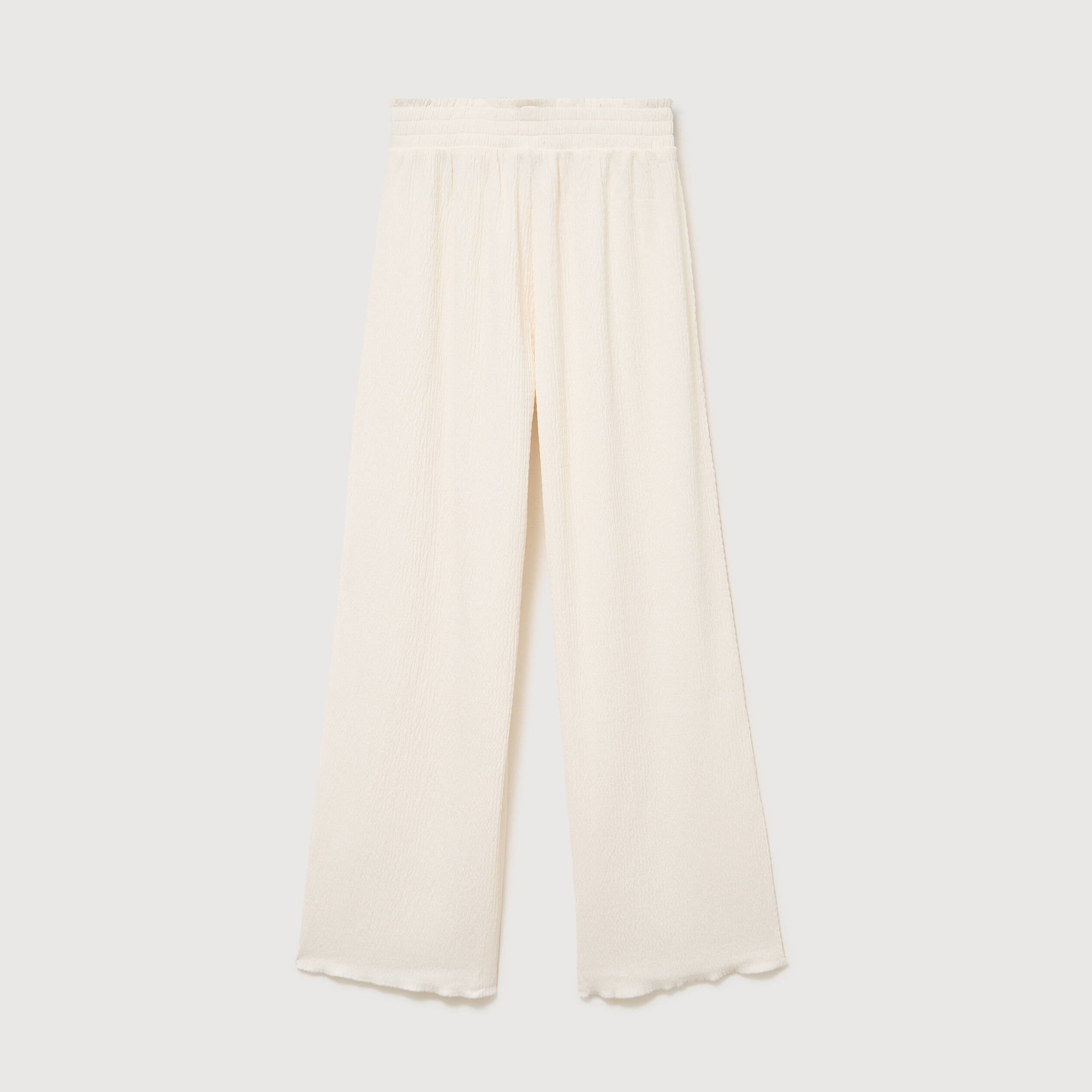 Pantalon loose avec ceinture creme femme