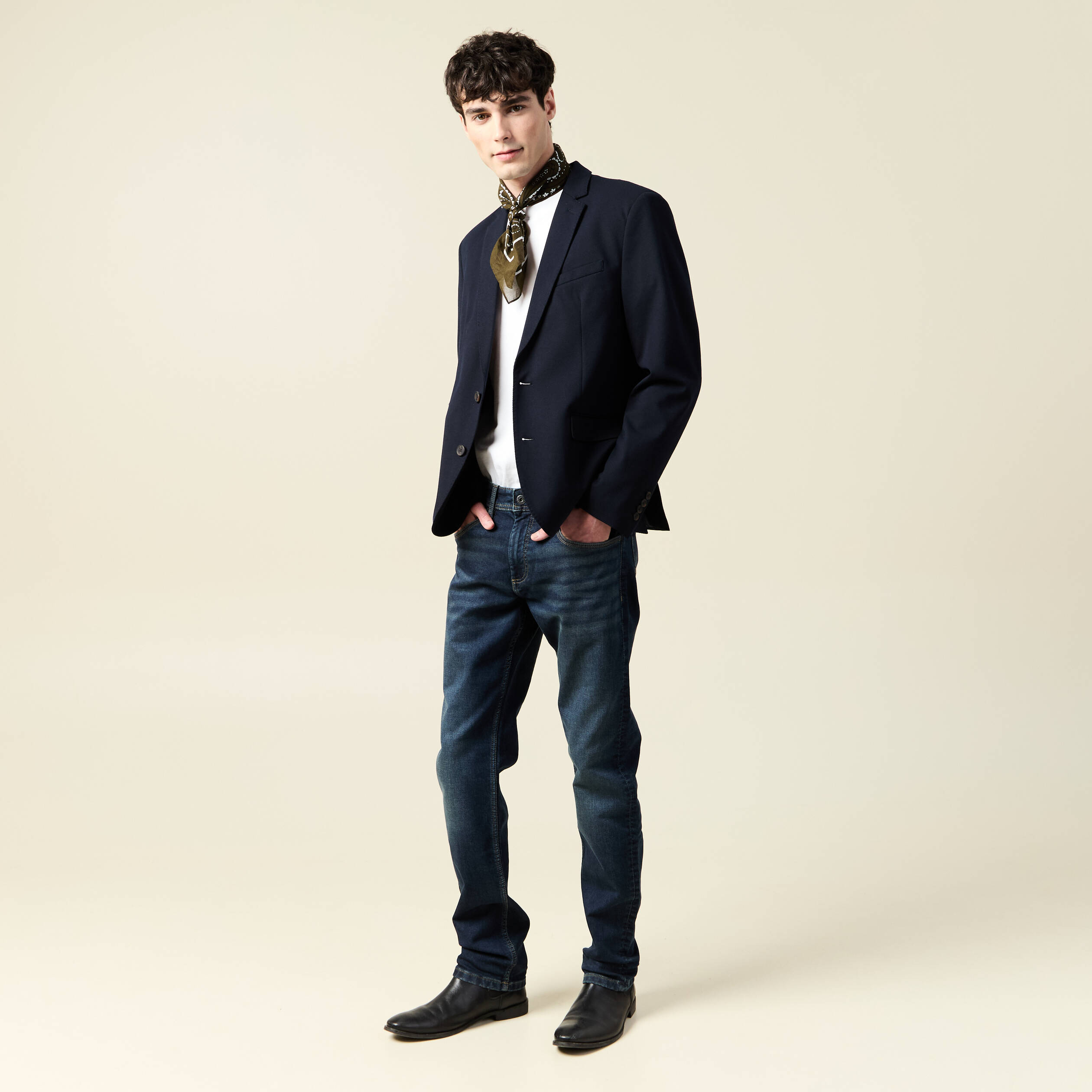 Jeans straight longueur 34 denim denim dirty homme