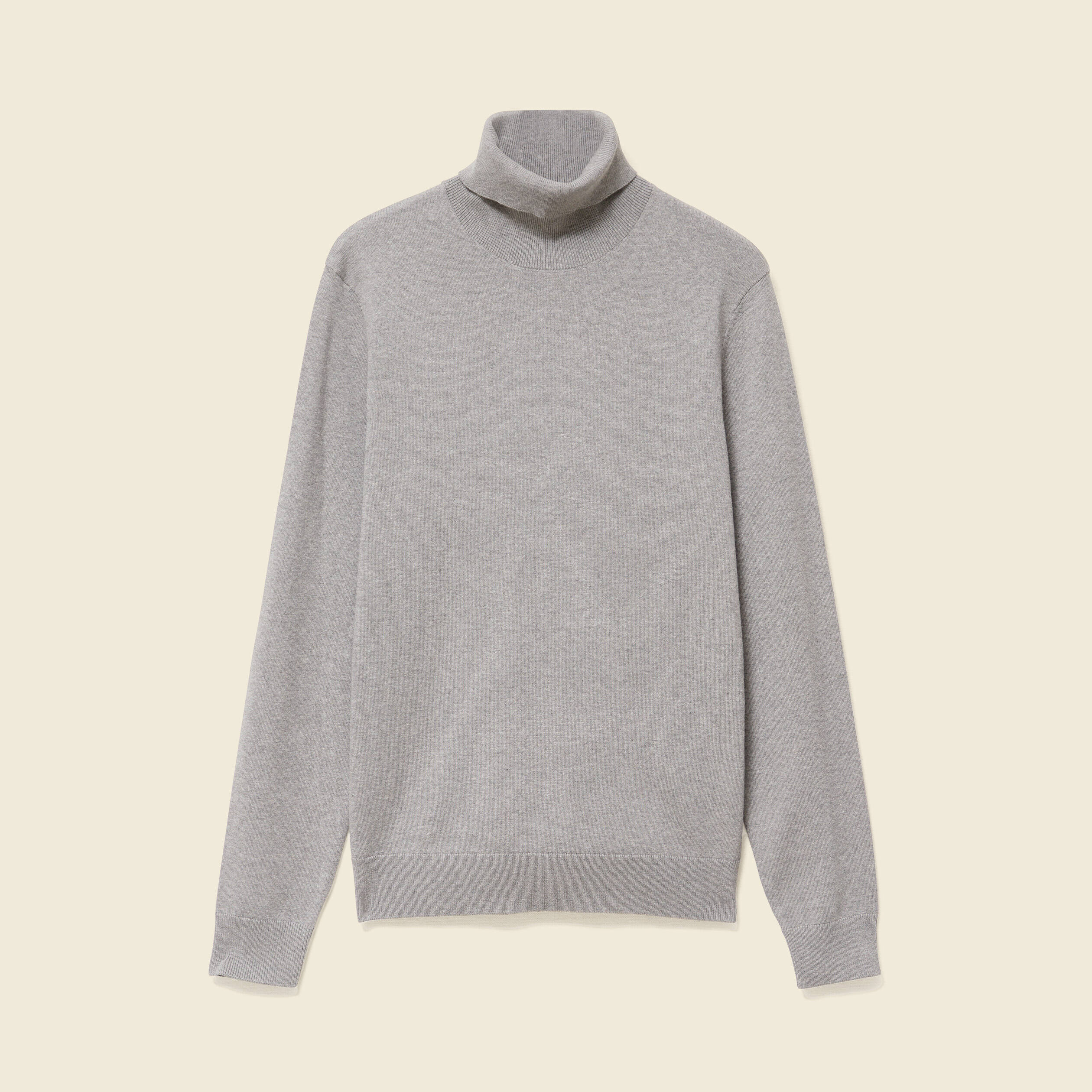 Pull droit court manches longues gris homme