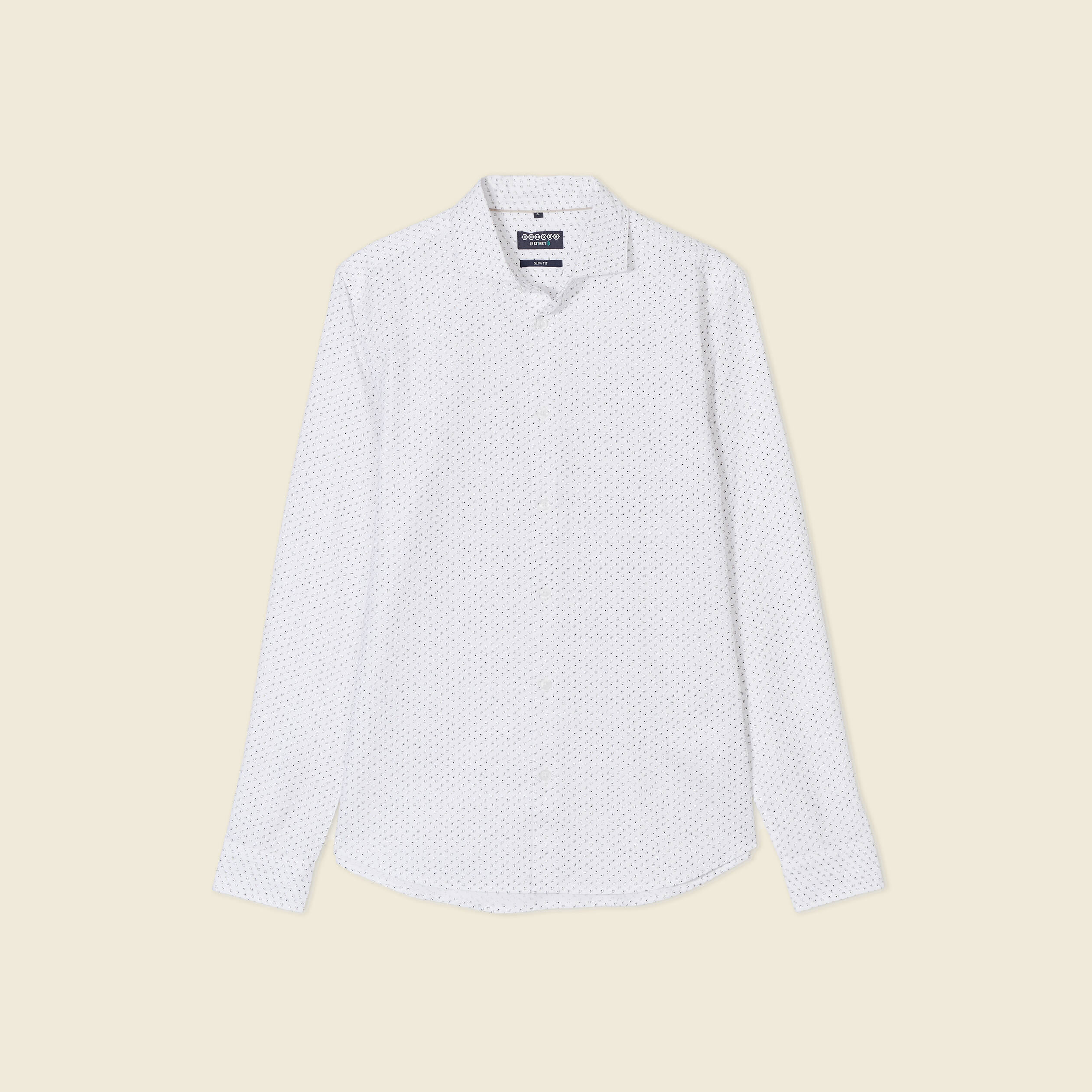 Chemise cintr&eacute;e en coton manches longues blanc homme