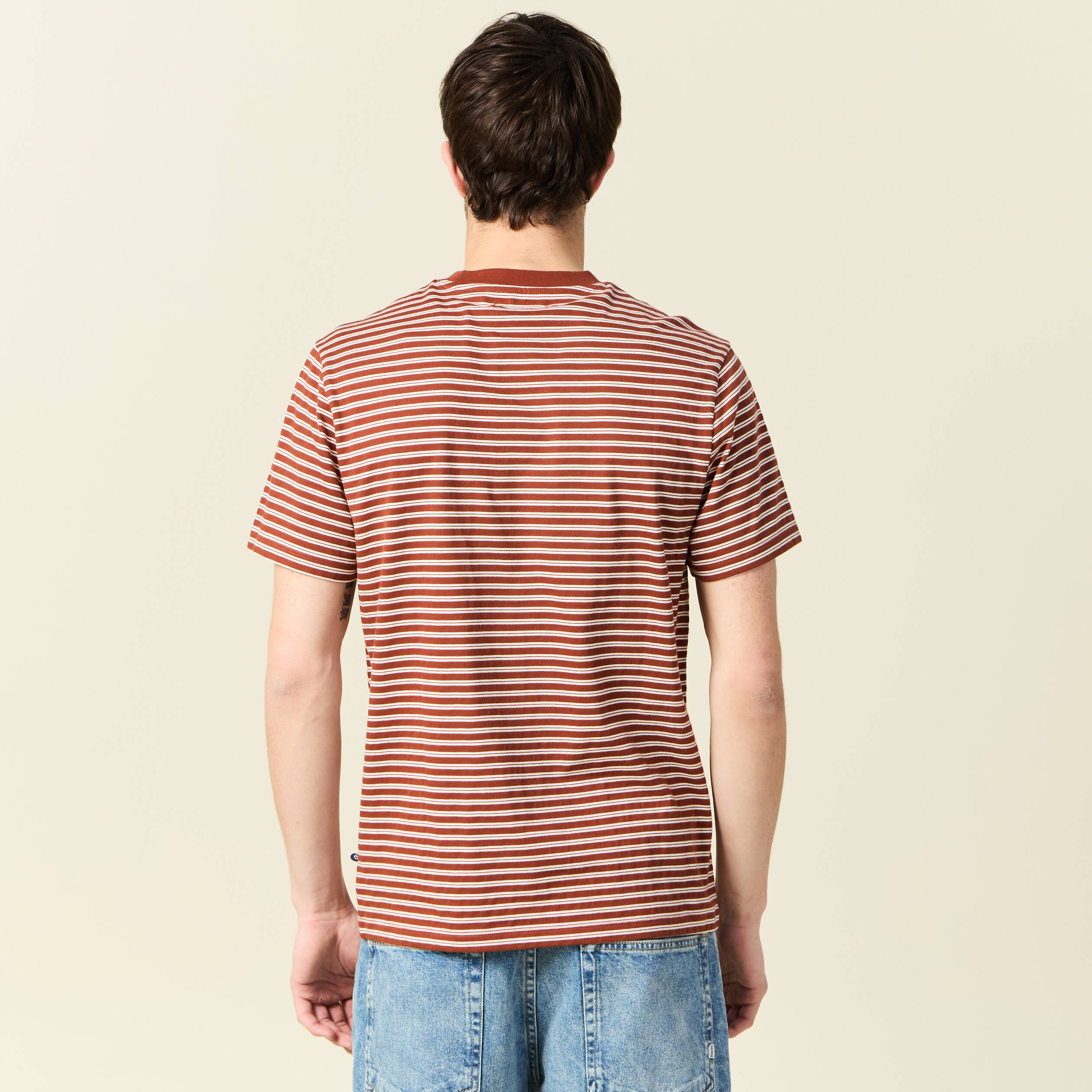 t shirt manches courtes marron cognac homme T-shirt manches courtes marron cognac homme