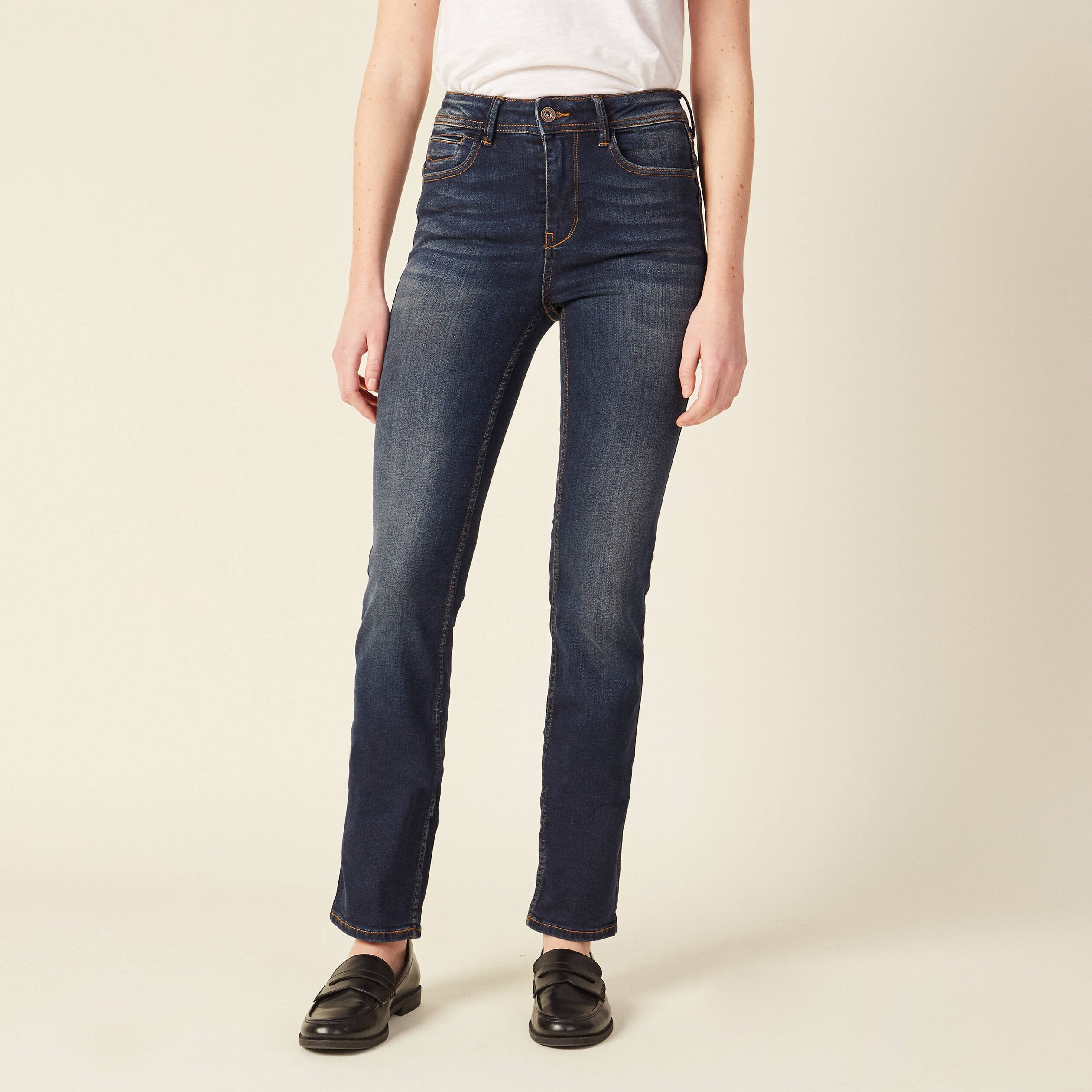 jeans regular taille haute denim brut femme Jeans regular taille haute denim brut femme