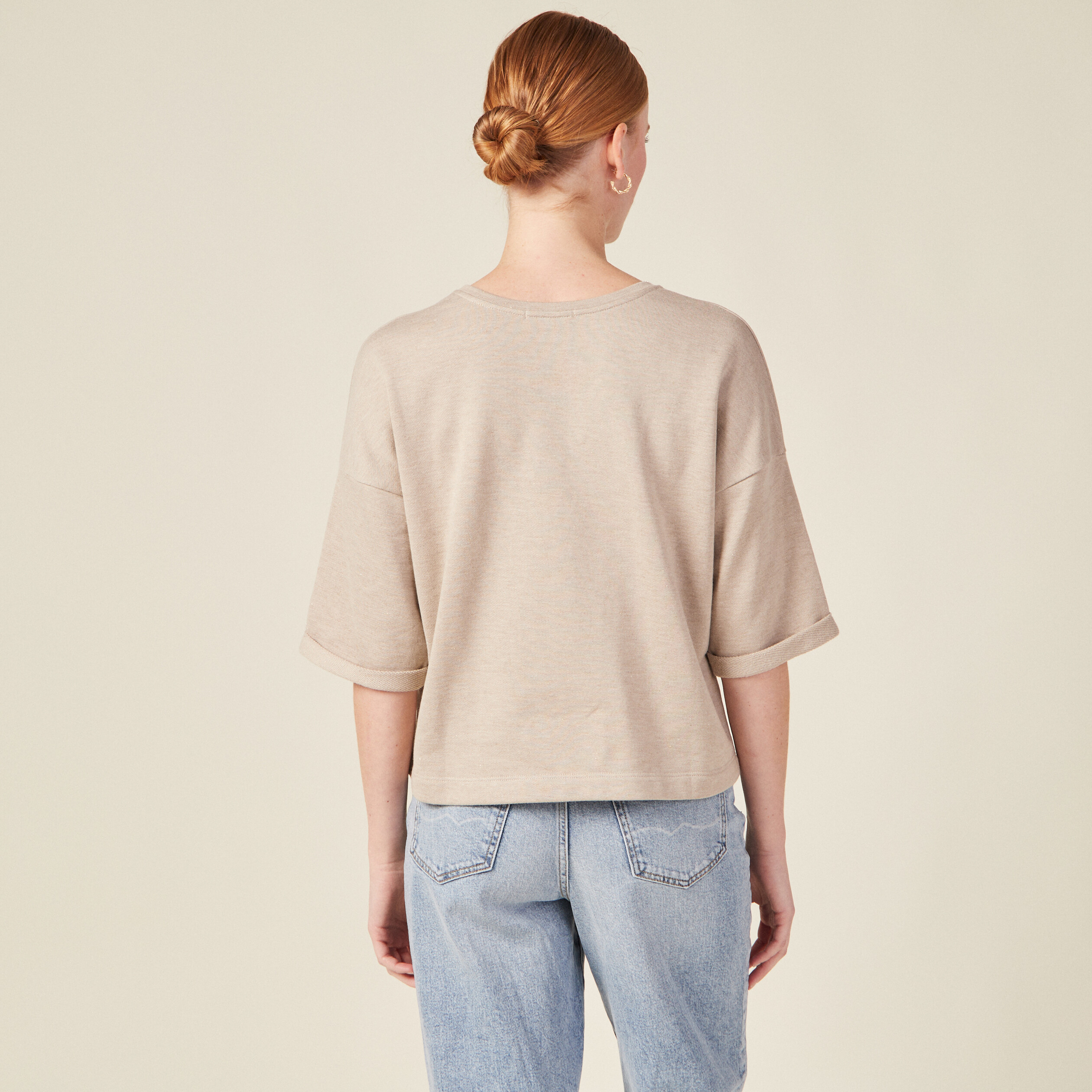 t shirt a manches courtes creme femme T-shirt à manches courtes creme femme