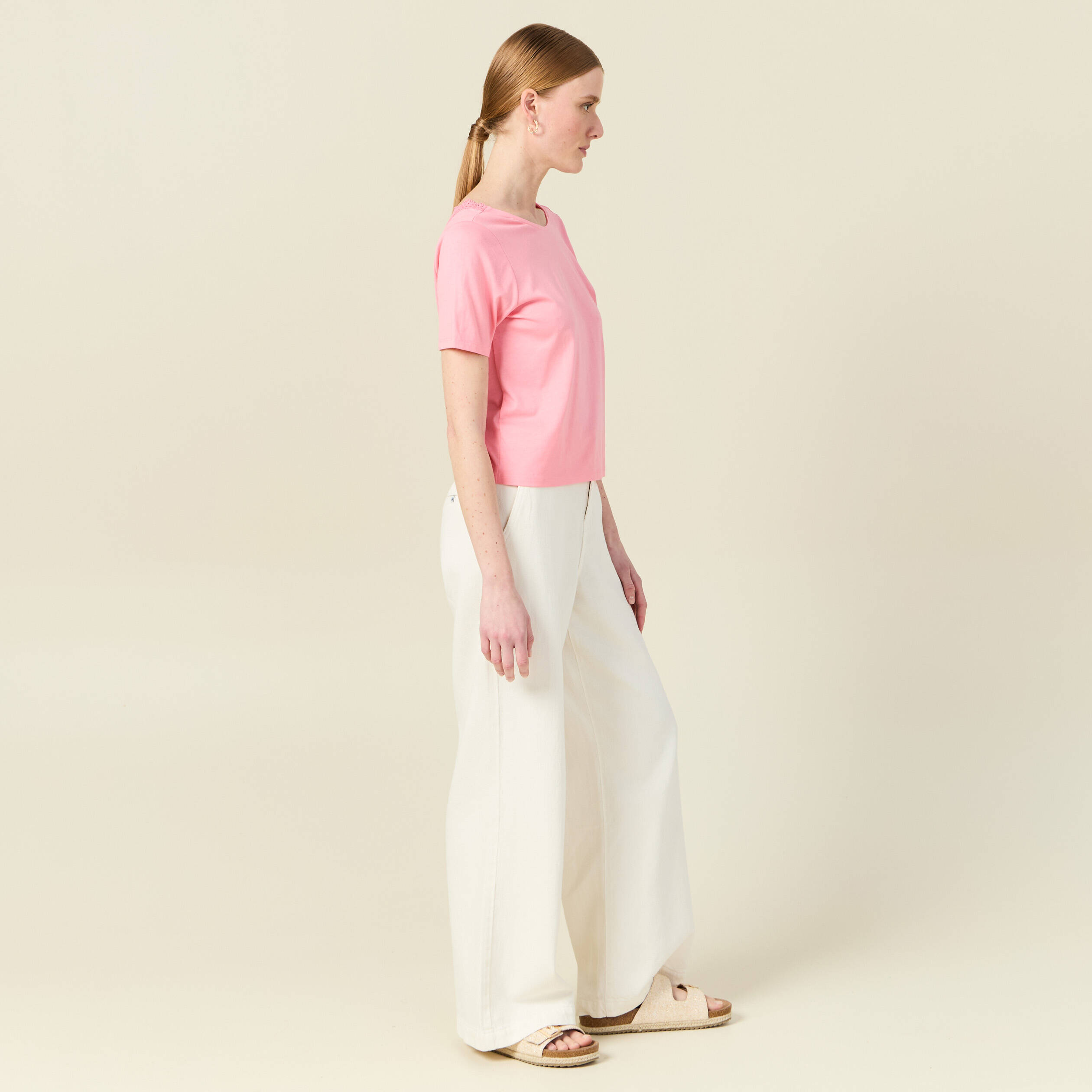 t shirt manches courtes rose femme T-shirt manches courtes rose femme