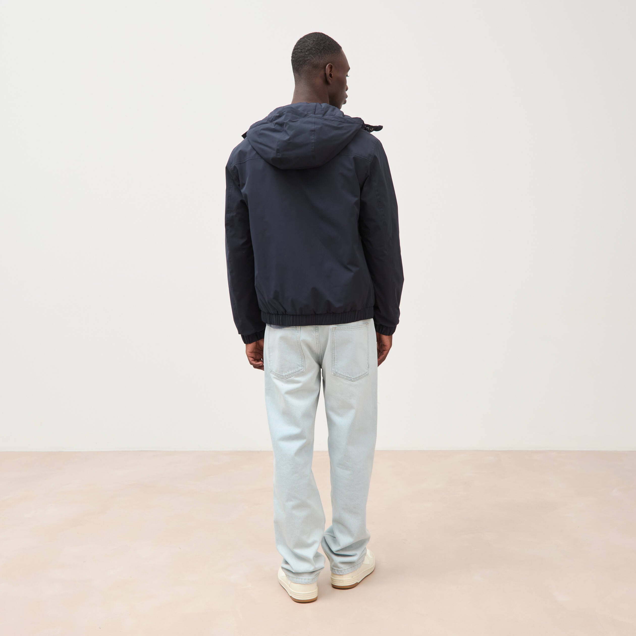 Parka coupe r&eacute;guli&egrave;re &agrave; capuche bleu marine homme