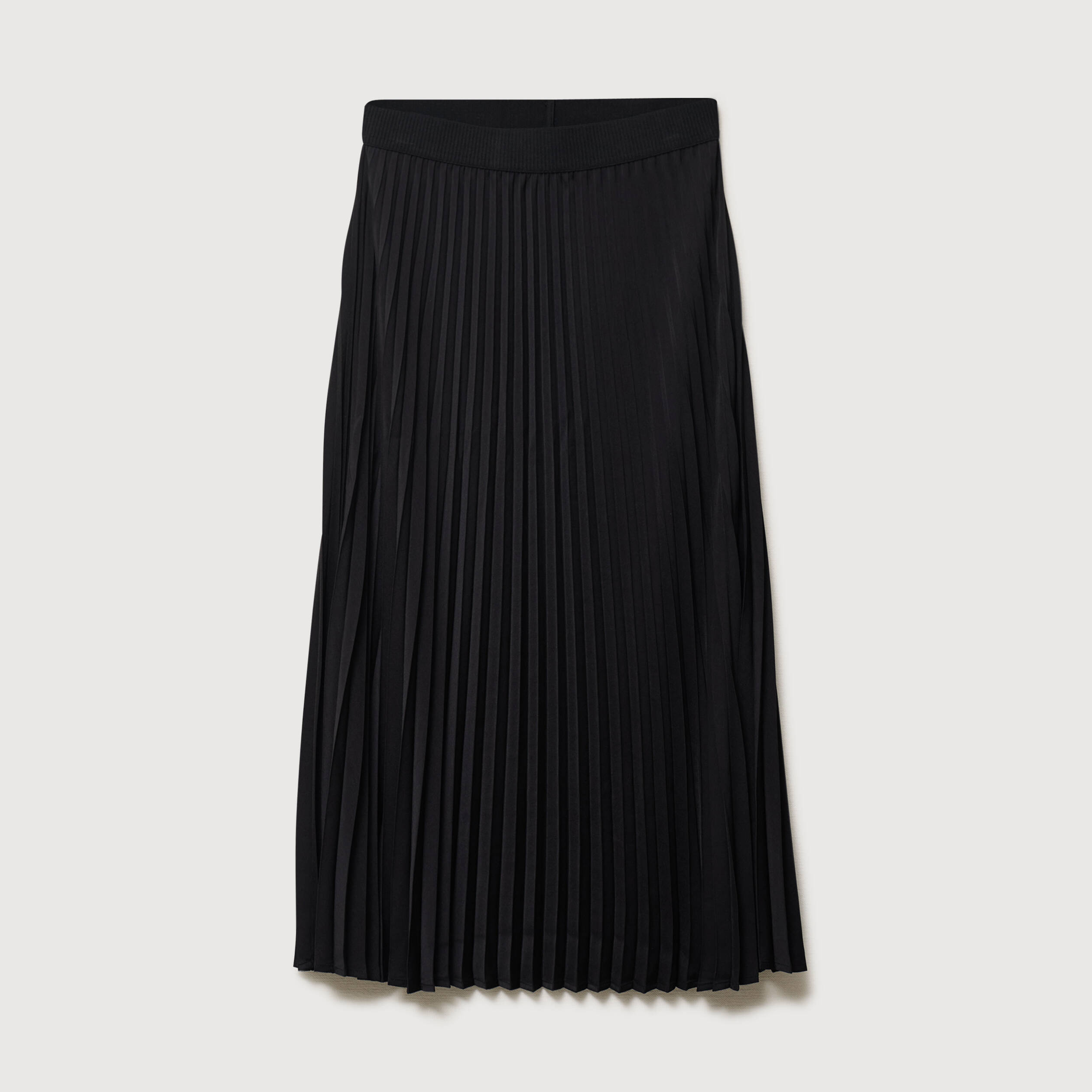 Jupe longue &eacute;vas&eacute;e pliss&eacute;e noir femme