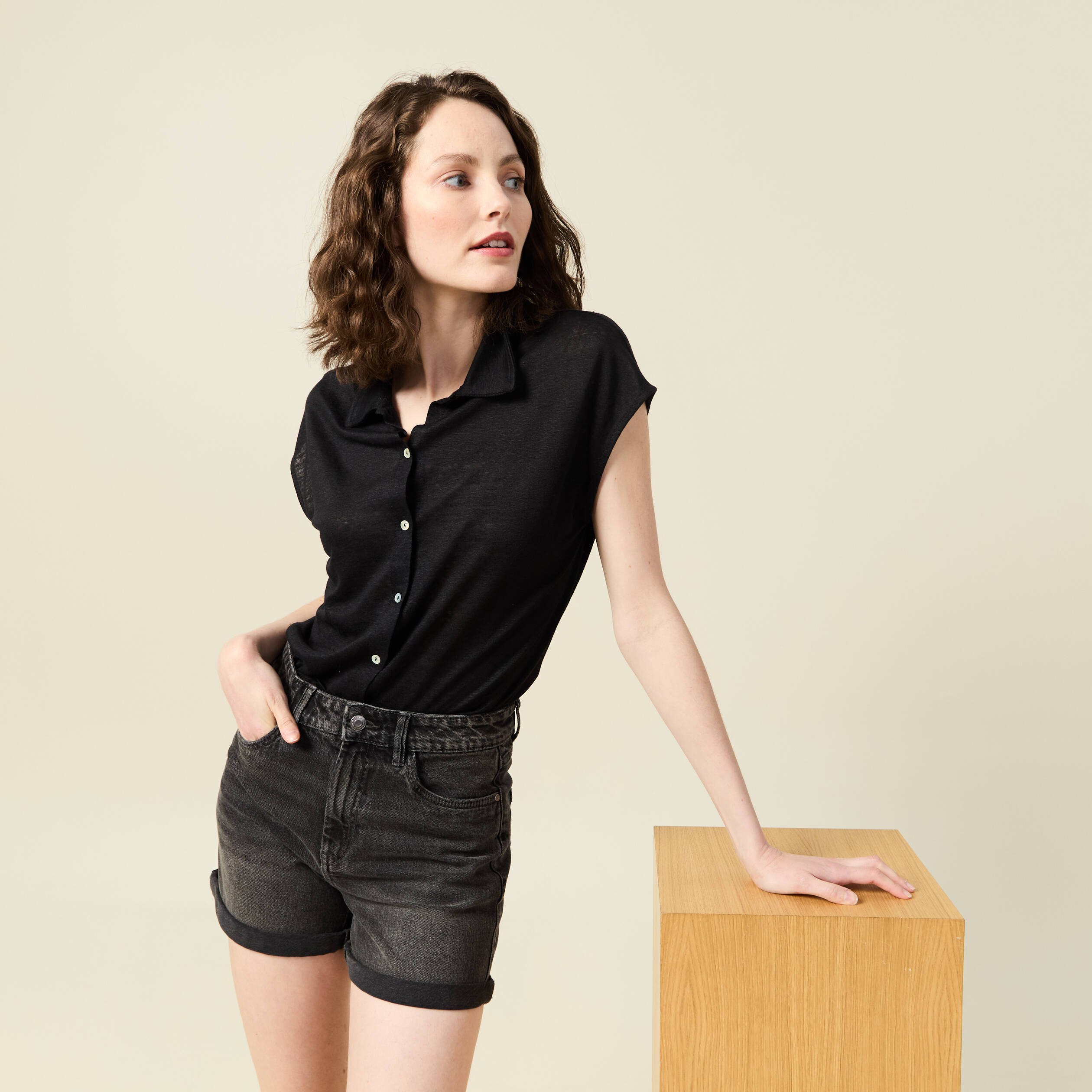 polo manches courtes noir femme Polo manches courtes noir femme