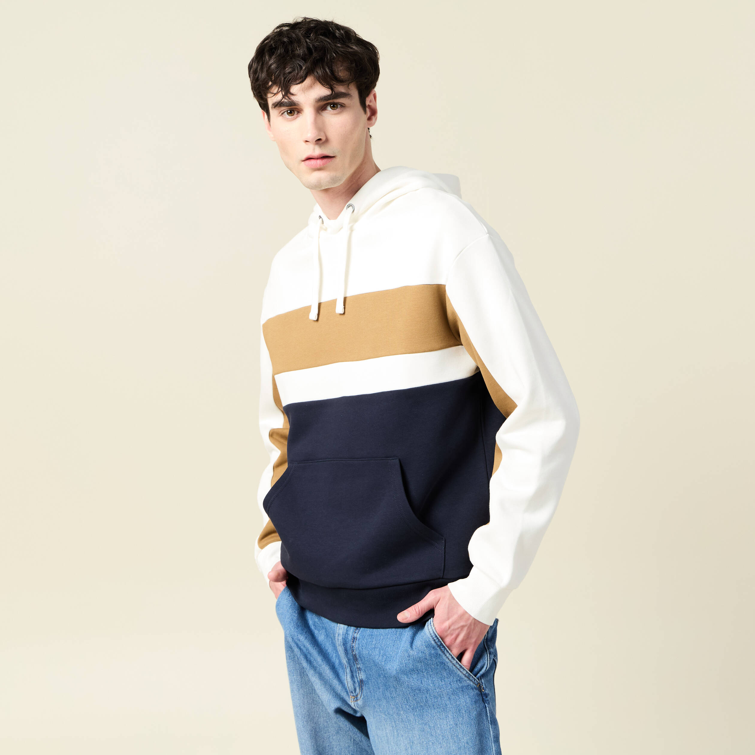 sweat a capuche manches longues ecru homme Sweat à capuche manches longues ecru homme