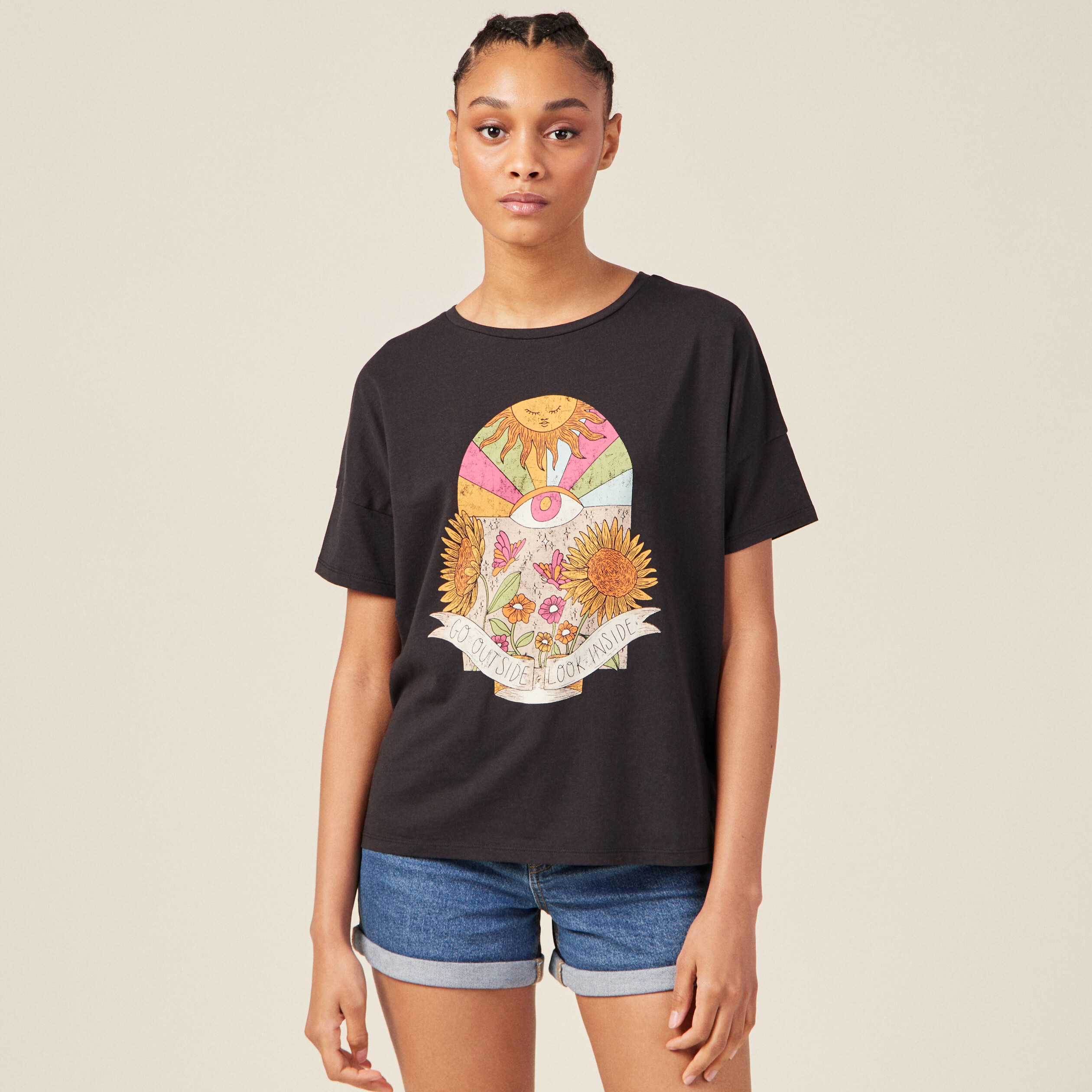 t shirt manches courtes noir femme T-shirt manches courtes noir femme