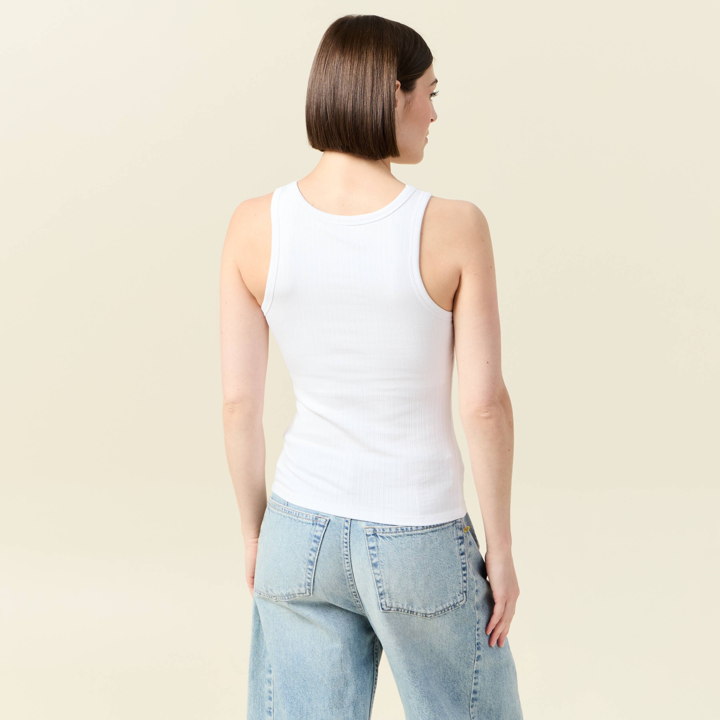 debardeur 2 en 1 avec brassiere integree blanc femme Débardeur 2 en 1 avec brassière intégrée blanc femme