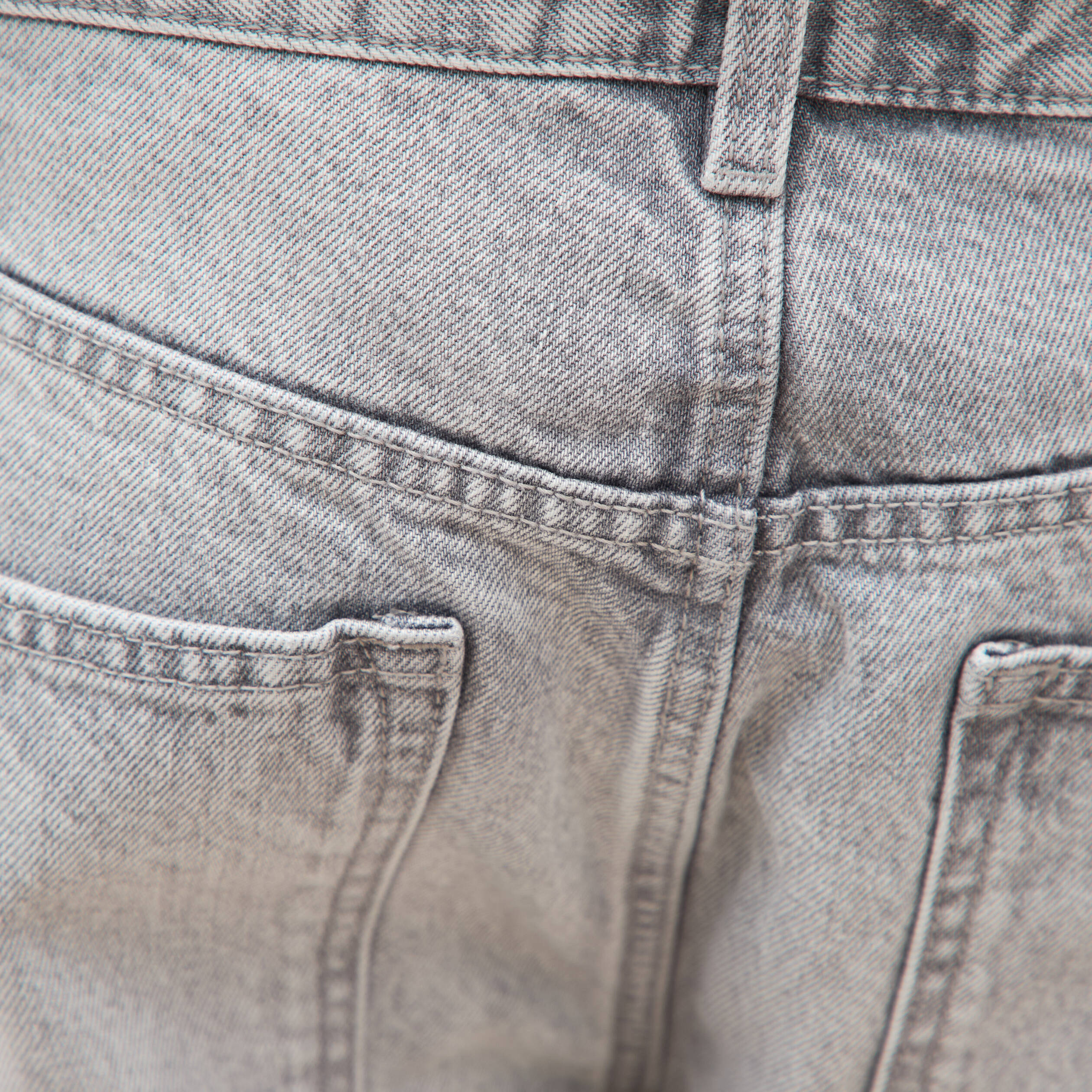 Jeans large longueur 34 en coton denim snow gris homme