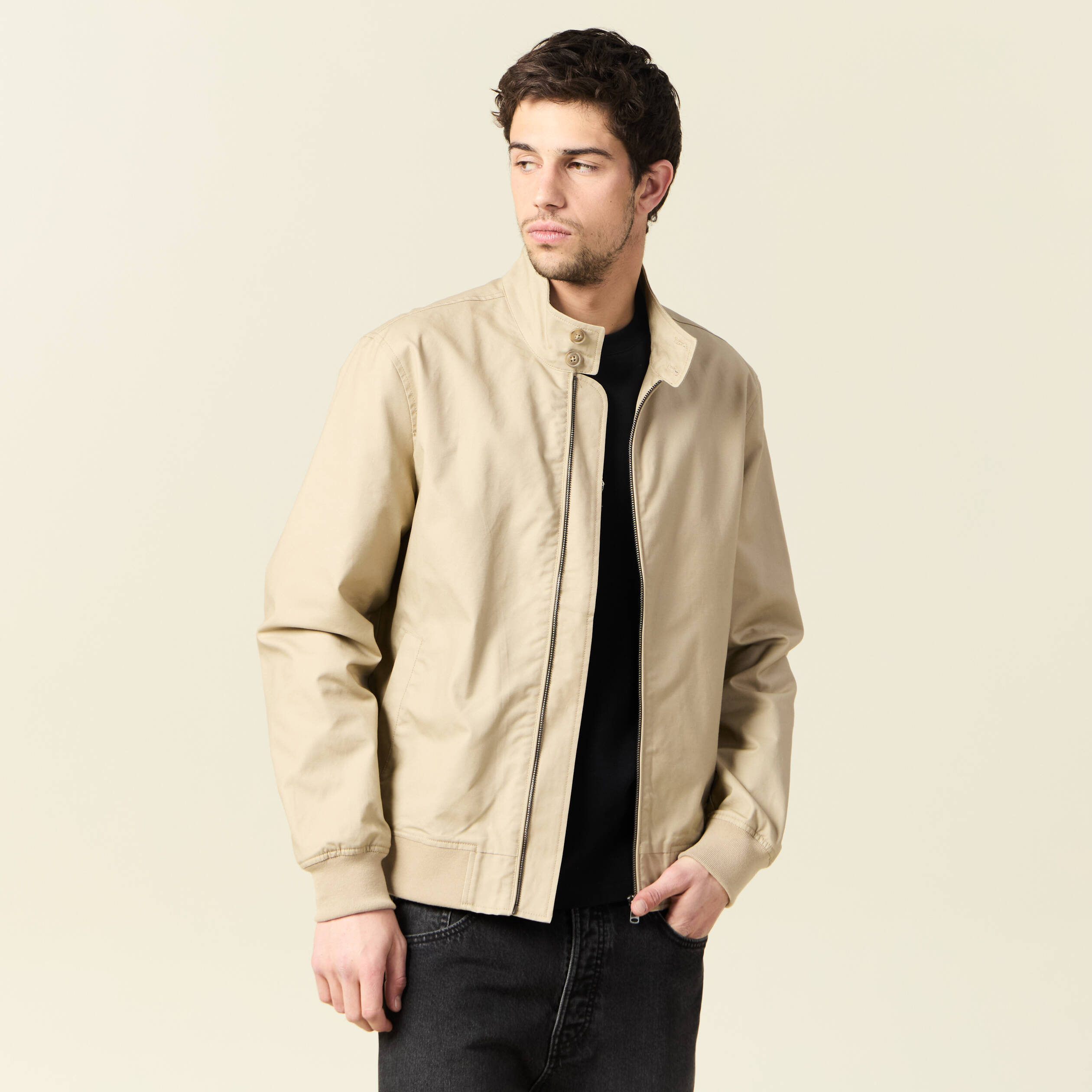 blouson zippe col montant gris homme Blouson zippé col montant gris homme