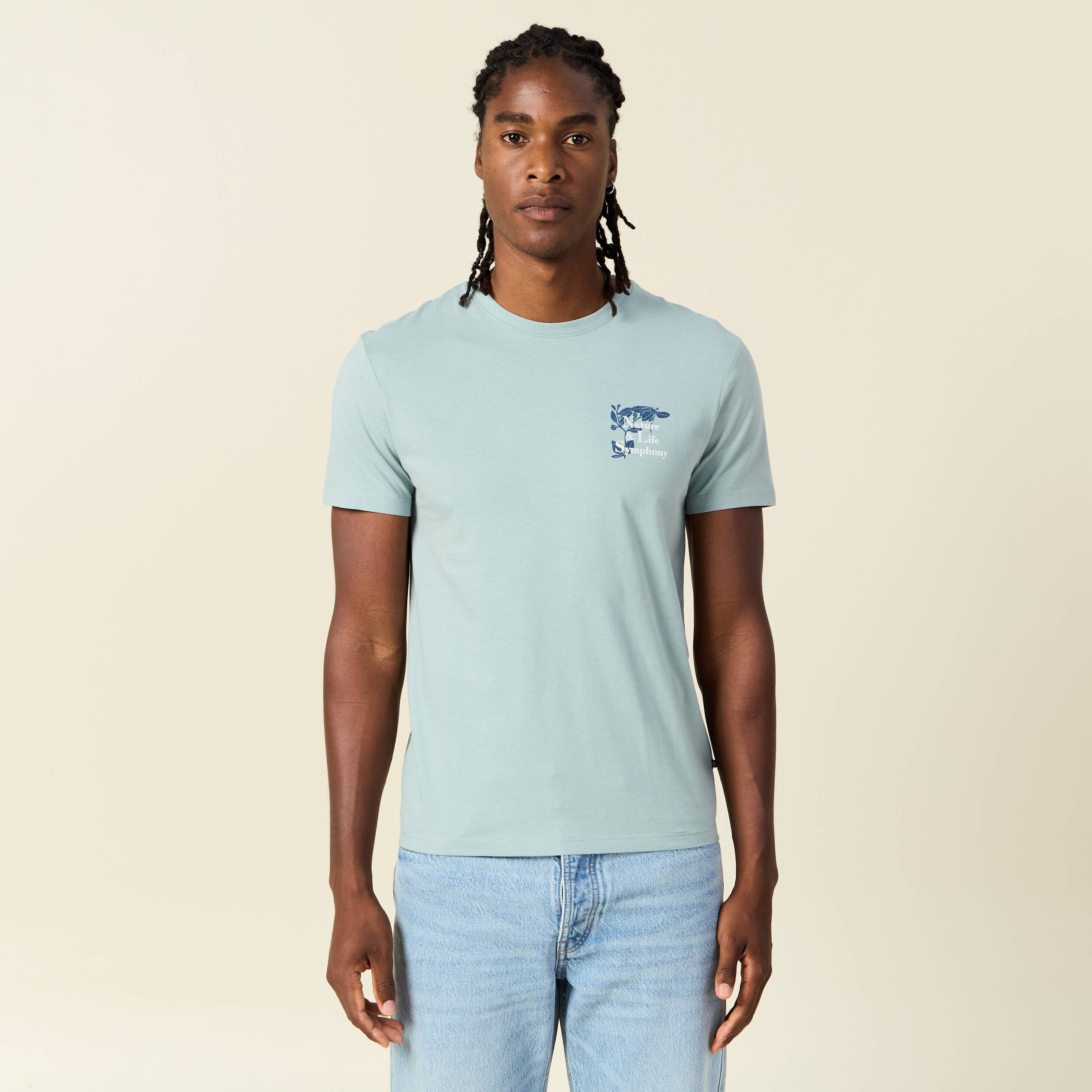 t shirt manches courtes bleu gris homme T-shirt manches courtes bleu gris homme
