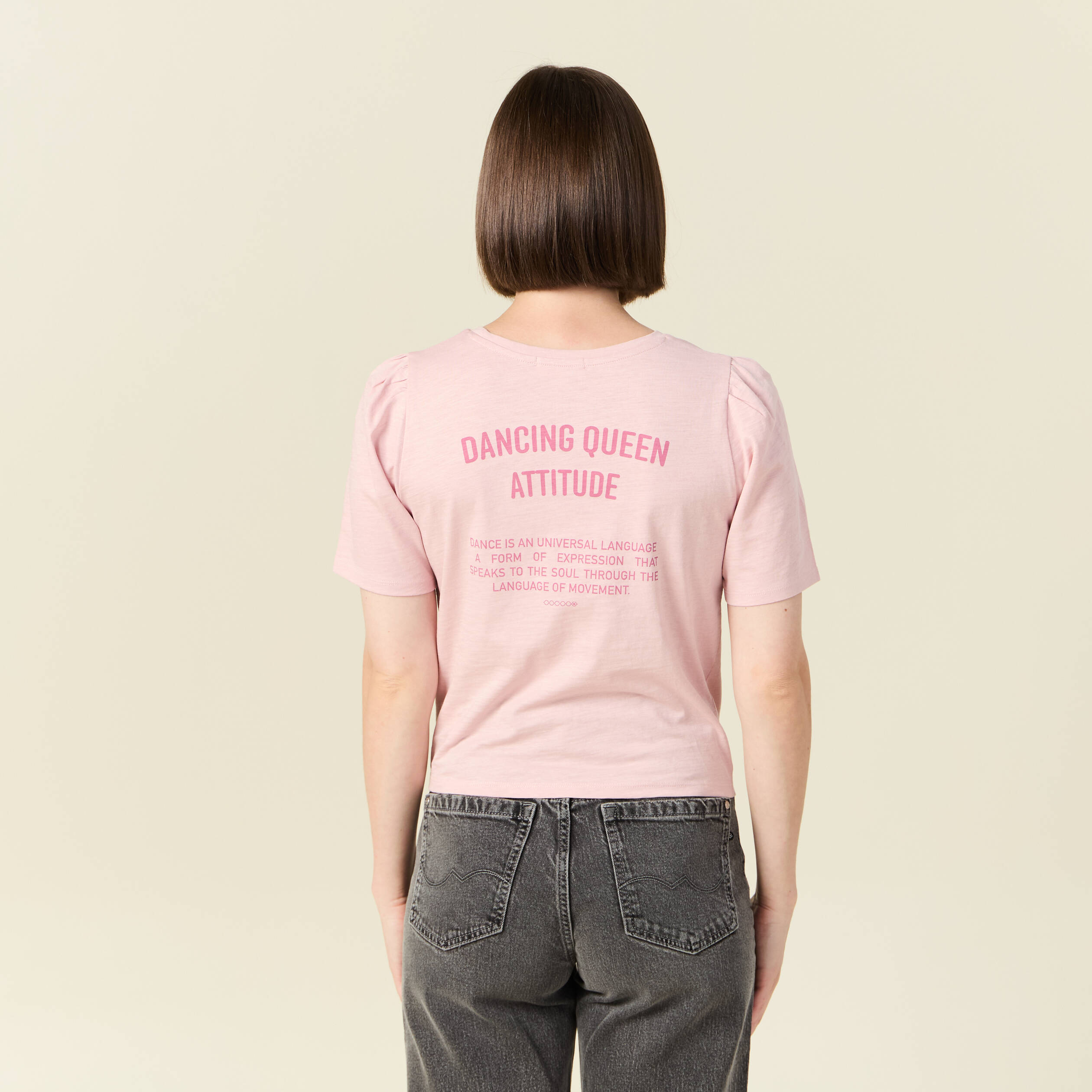 T-shirt en coton manches courtes rose pastel femme