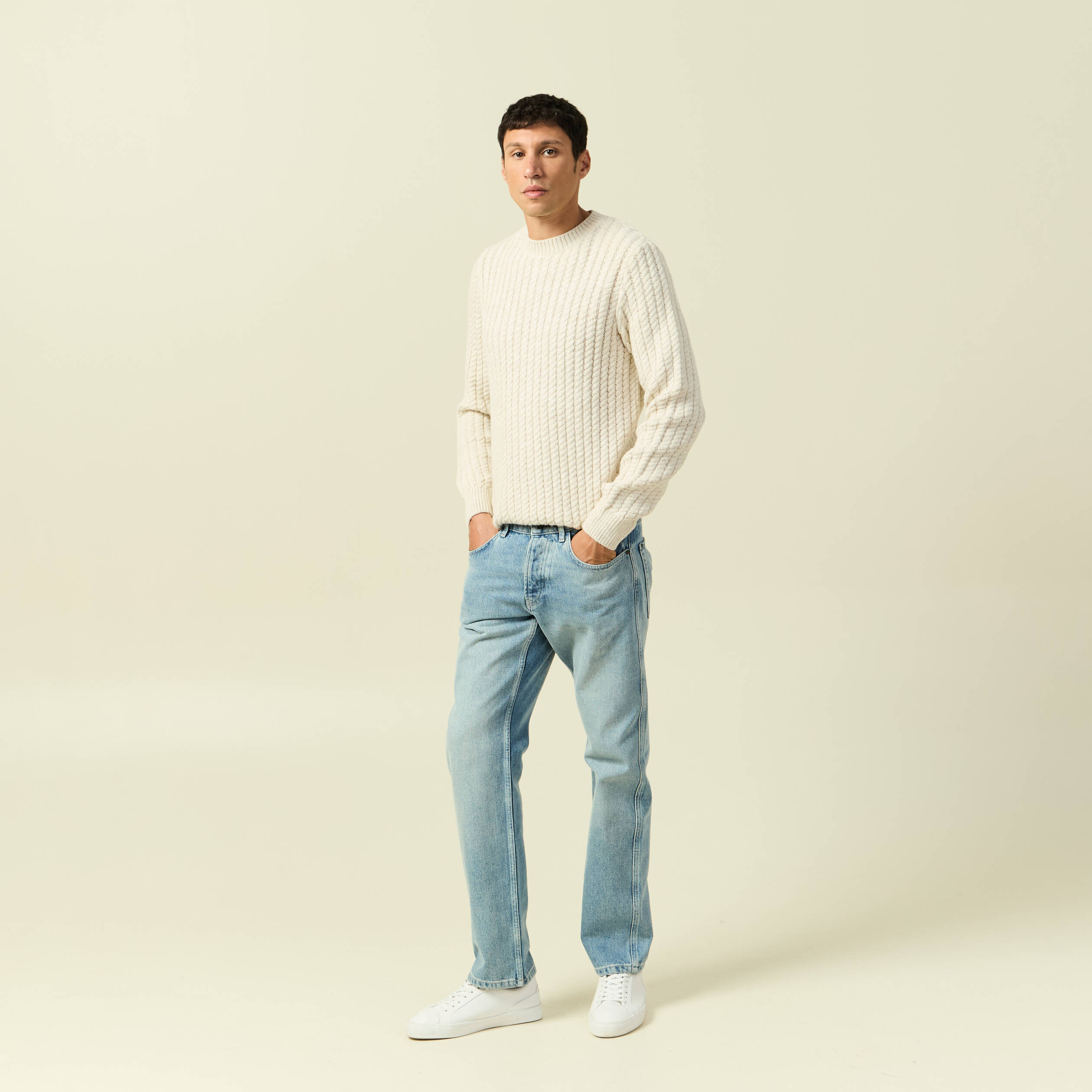 Jeans regular longueur 32 en coton bleu homme