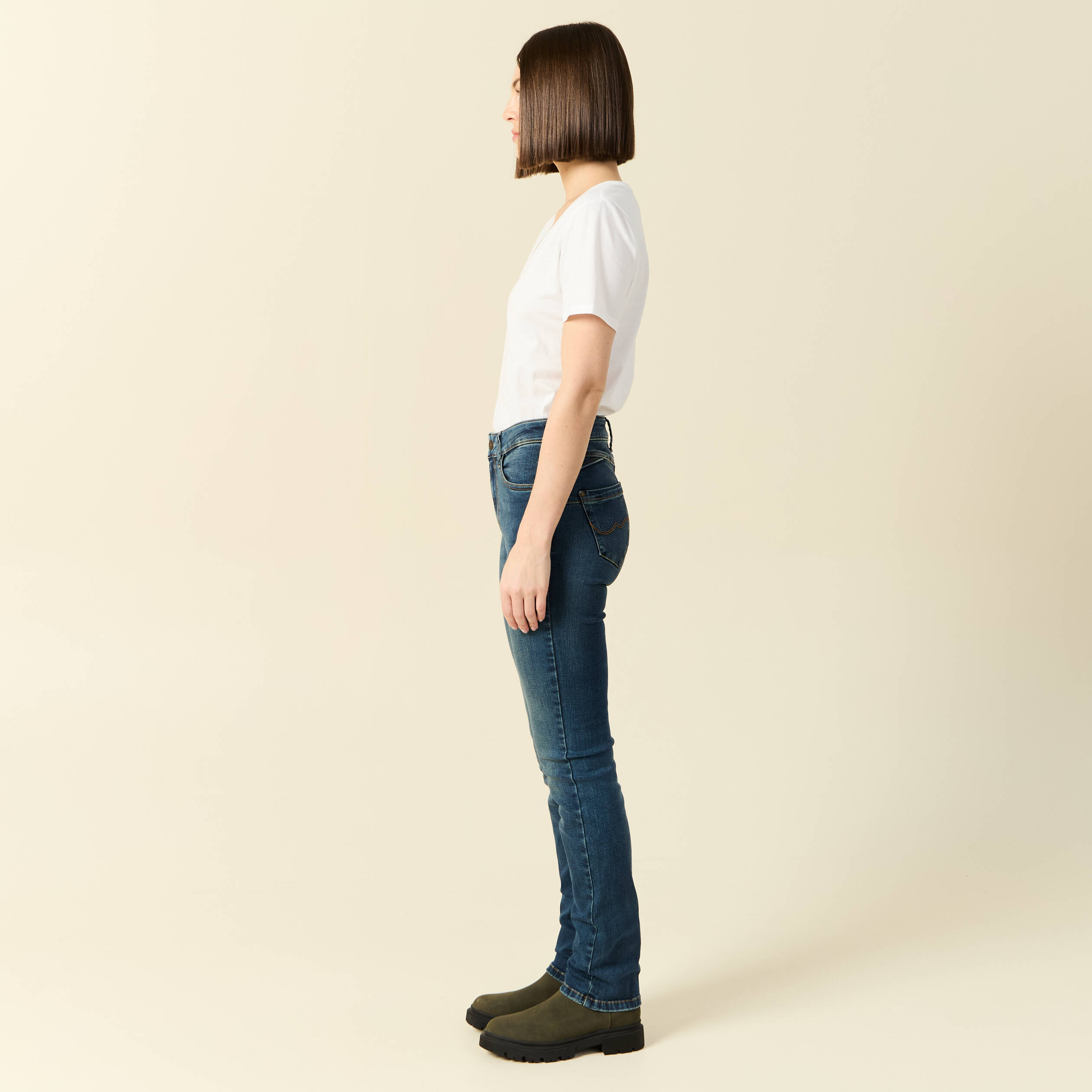 jeans demi regular taille haute denim stone femme Jeans Demi - regular taille haute denim stone femme