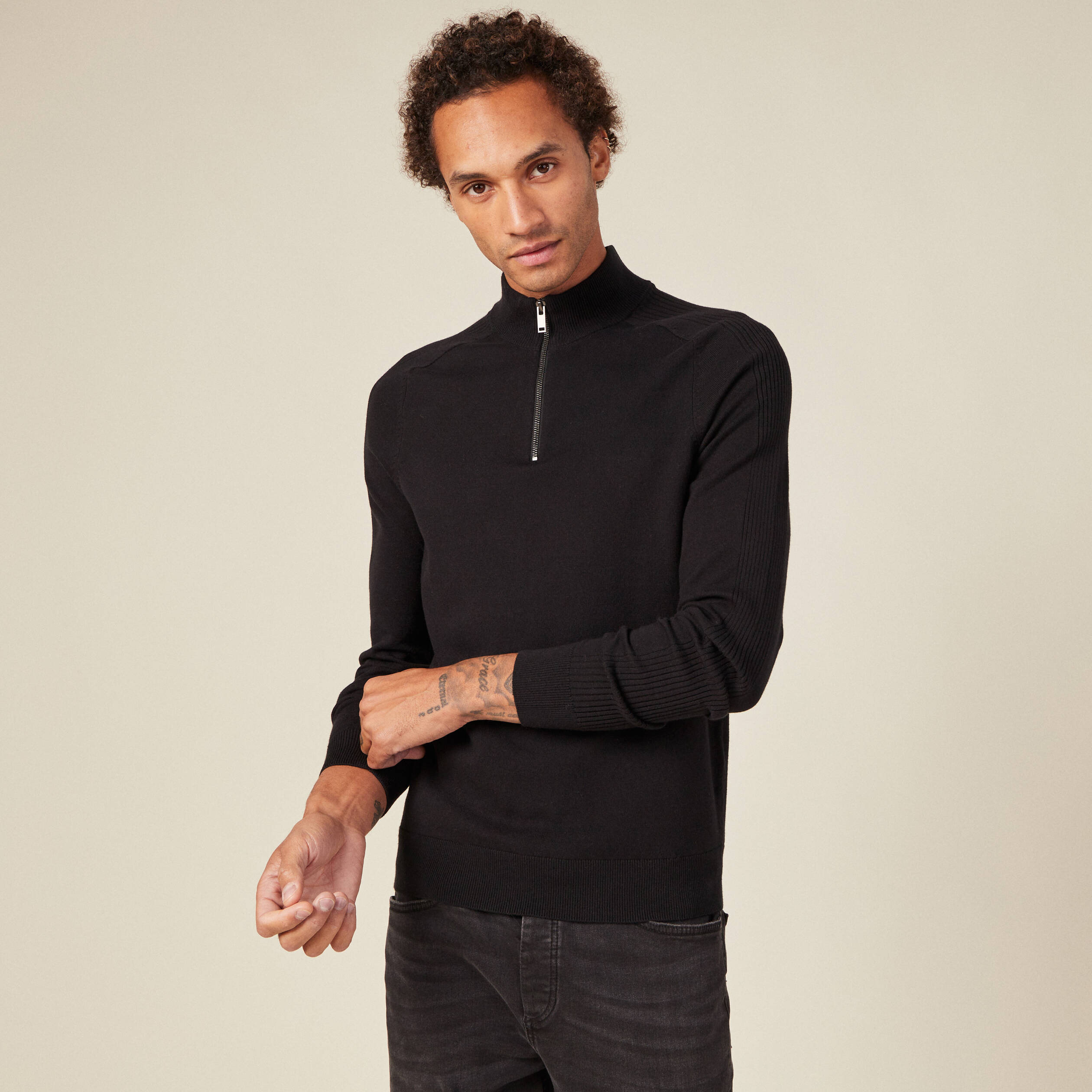 Pull manches longues noir homme
