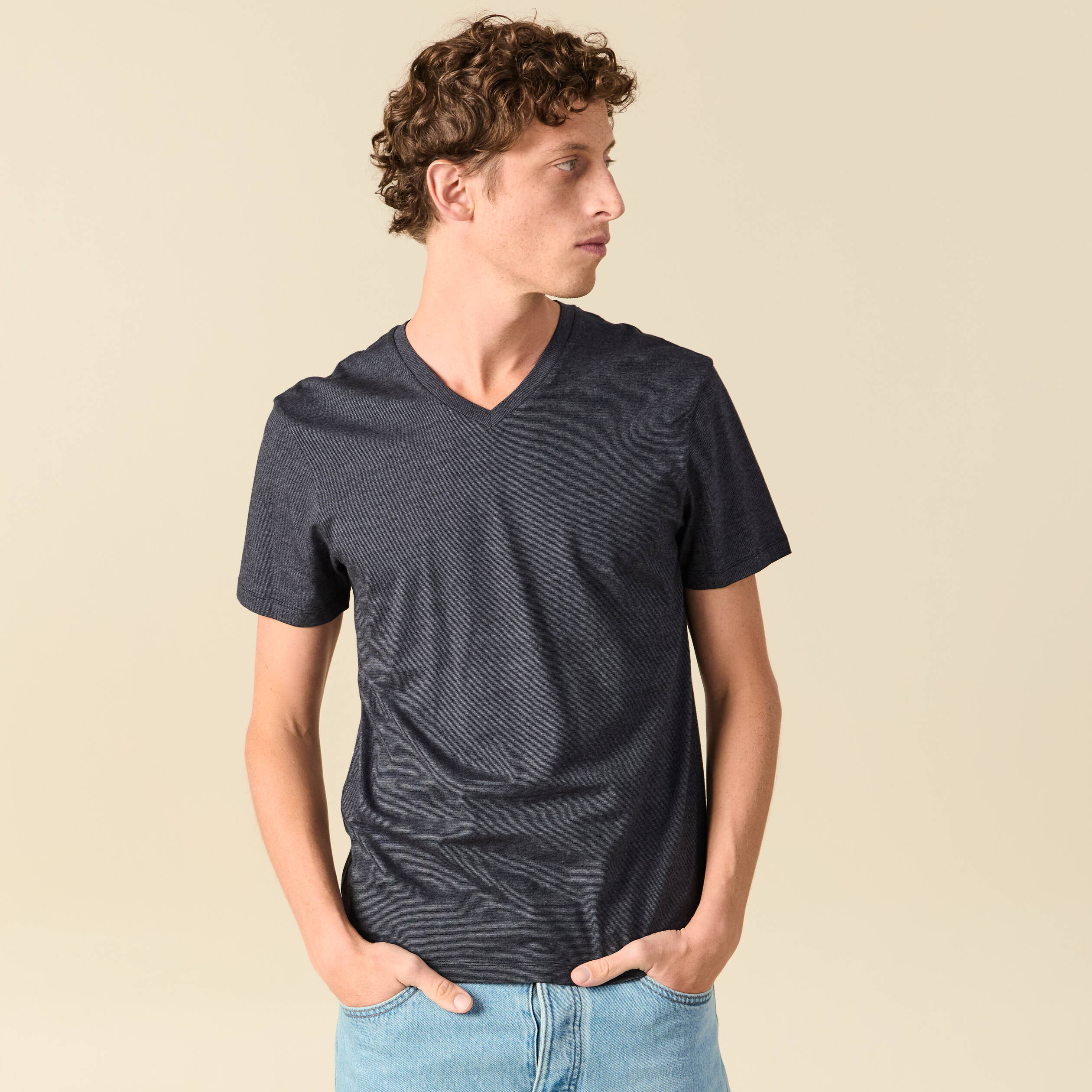 T-shirt manches courtes homme bleu fonc&eacute; homme